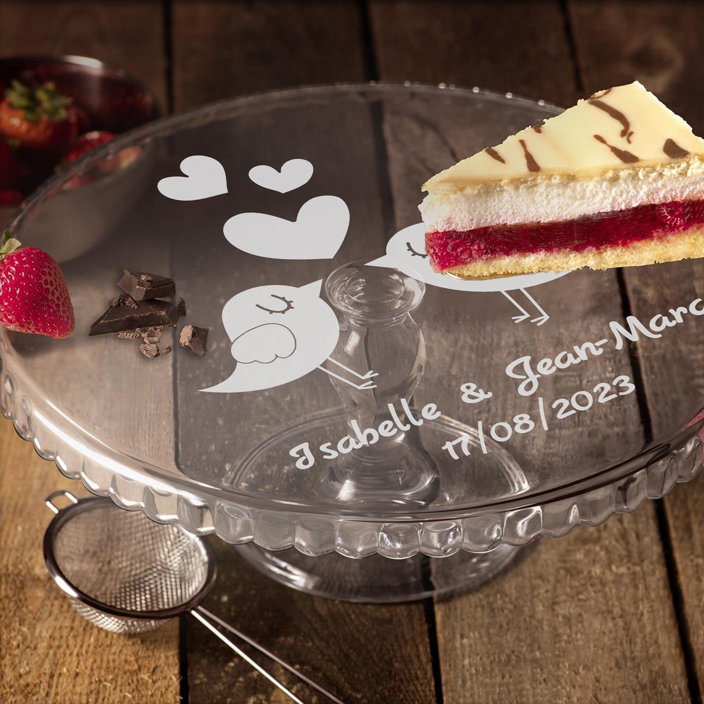 Murrano Customized Glass Cake Stand for a Couple's Wedding Anniversary
