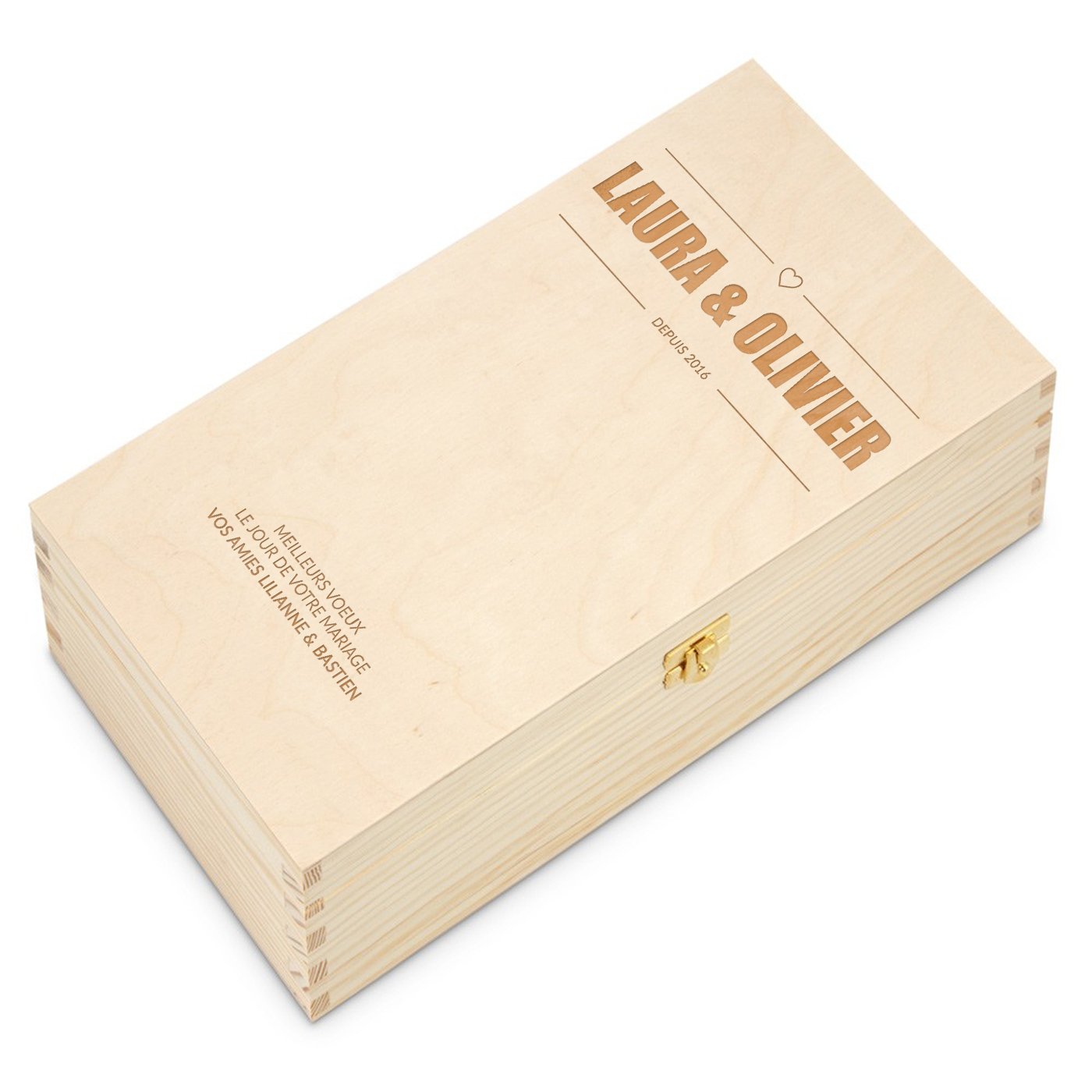 Caja de vino personalizada Murrano para 2 botellas - Regalo para la pareja casada