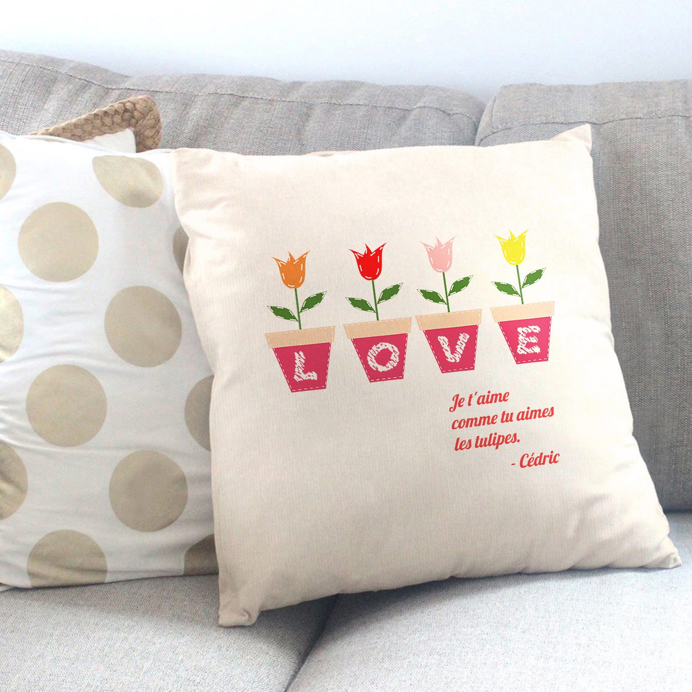 Almohada de algodón Murrano con impresión para el Día de San Valentín