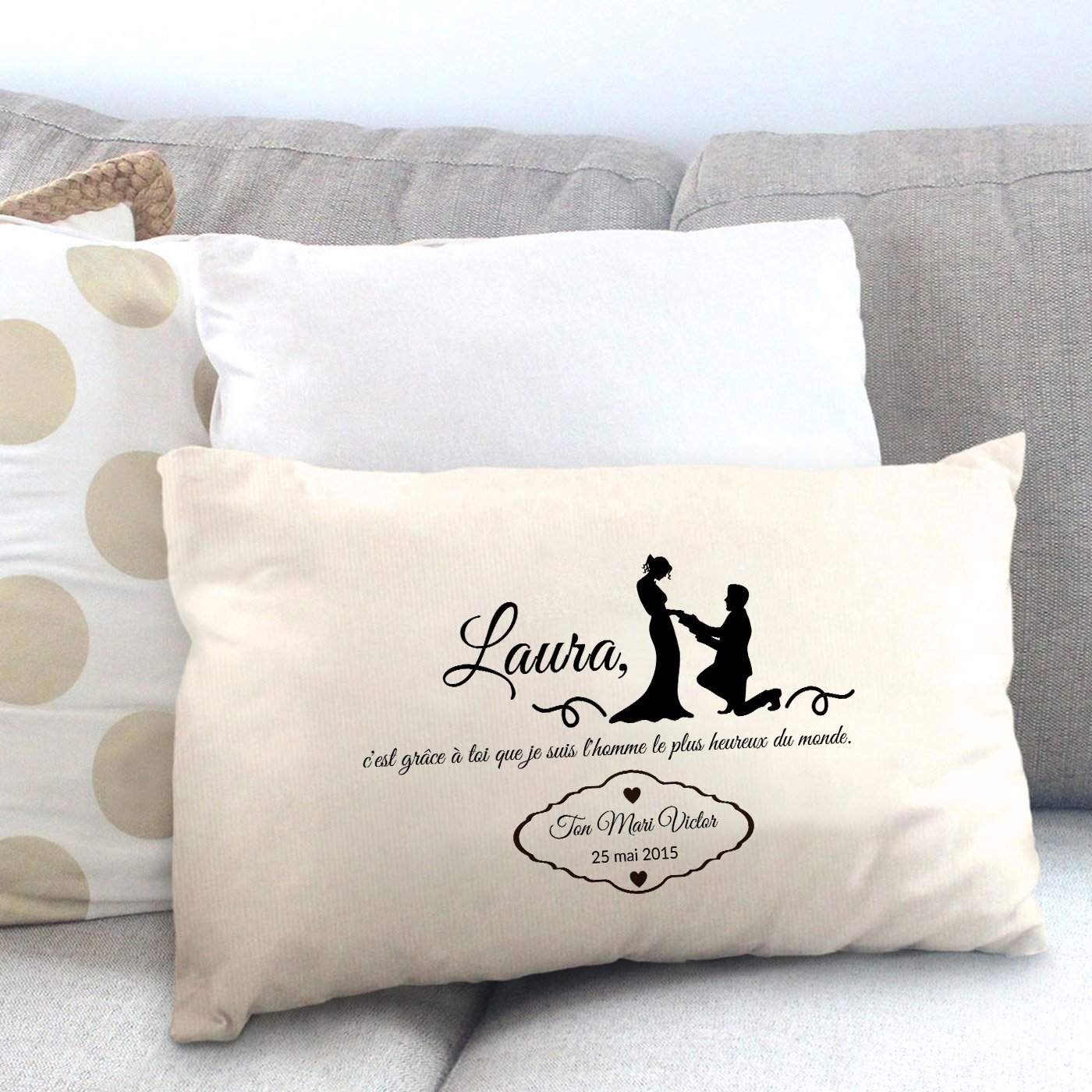 Murrano Cotton Pillow with Valentine's Day Engagement Design