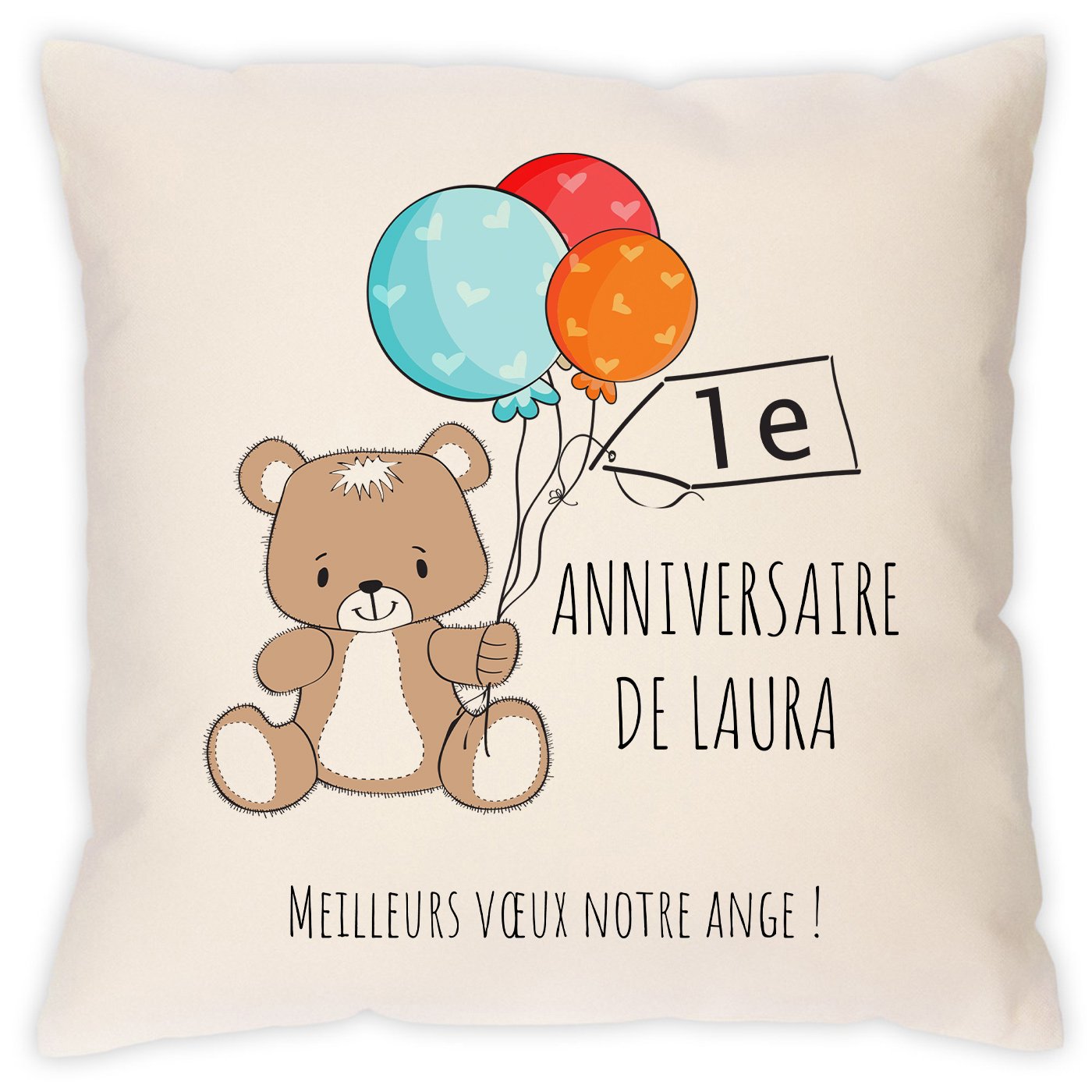 Almohada Personalizada de Murrano para el Primer Cumpleaños de una Niña