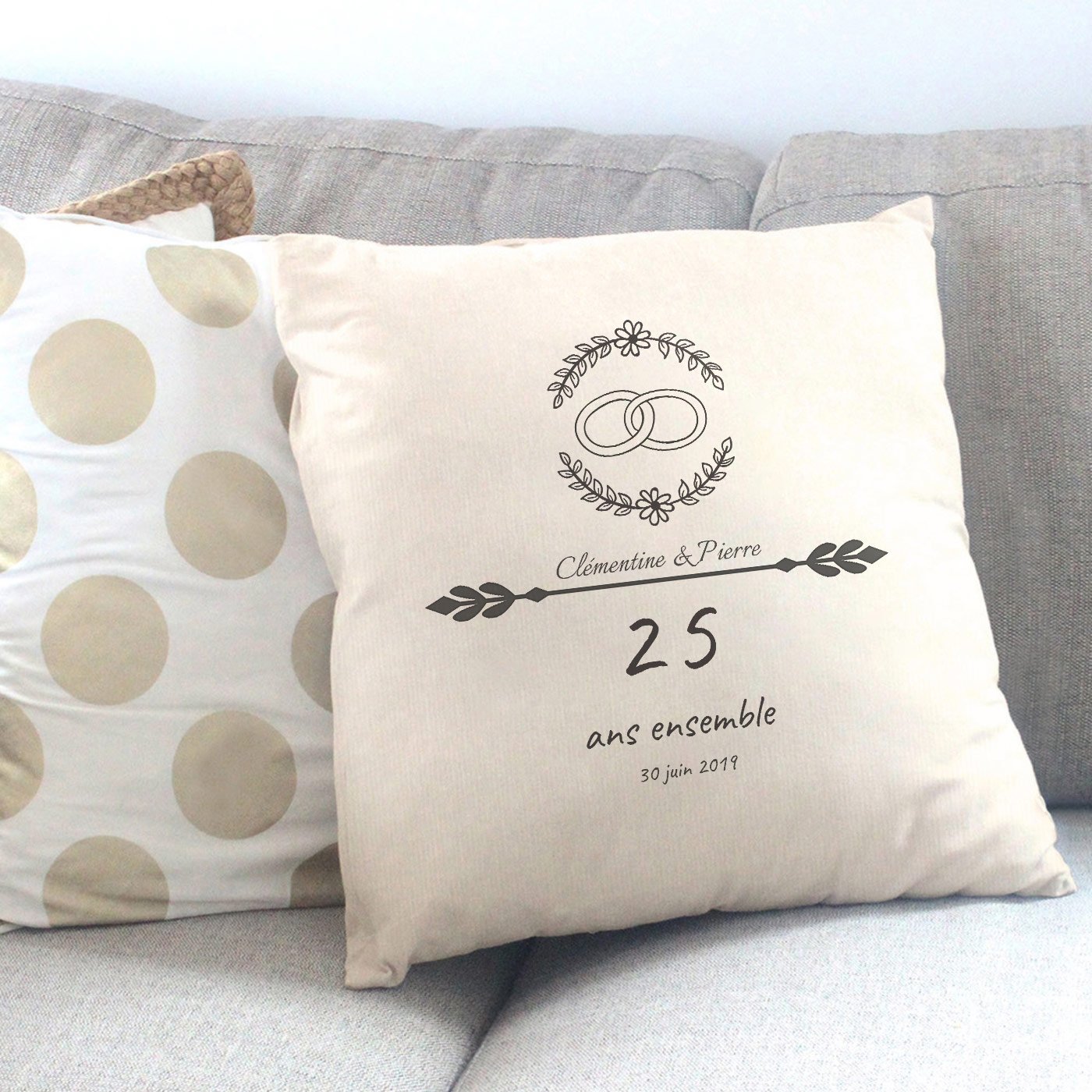 Murrano Silver Wedding Cushion with Personalized Print