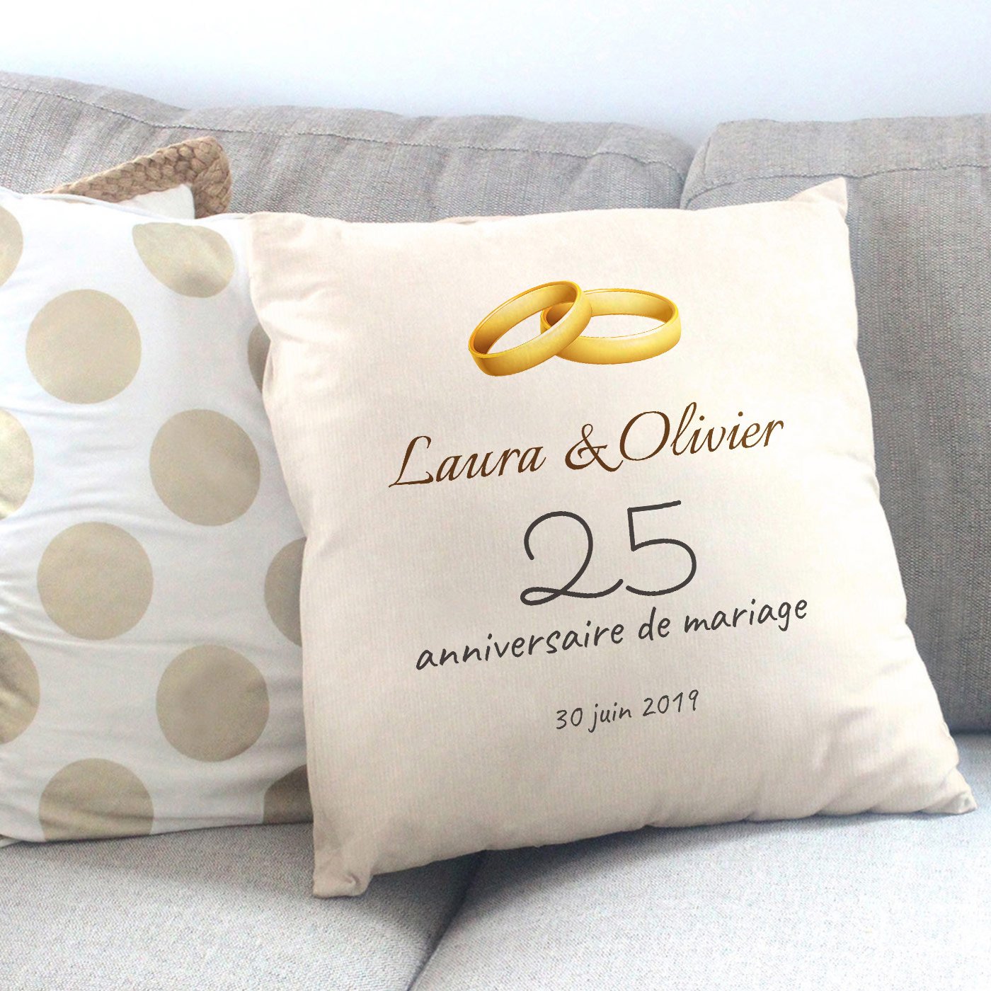 Almohada de Murrano para el 25 aniversario con impresión personalizada