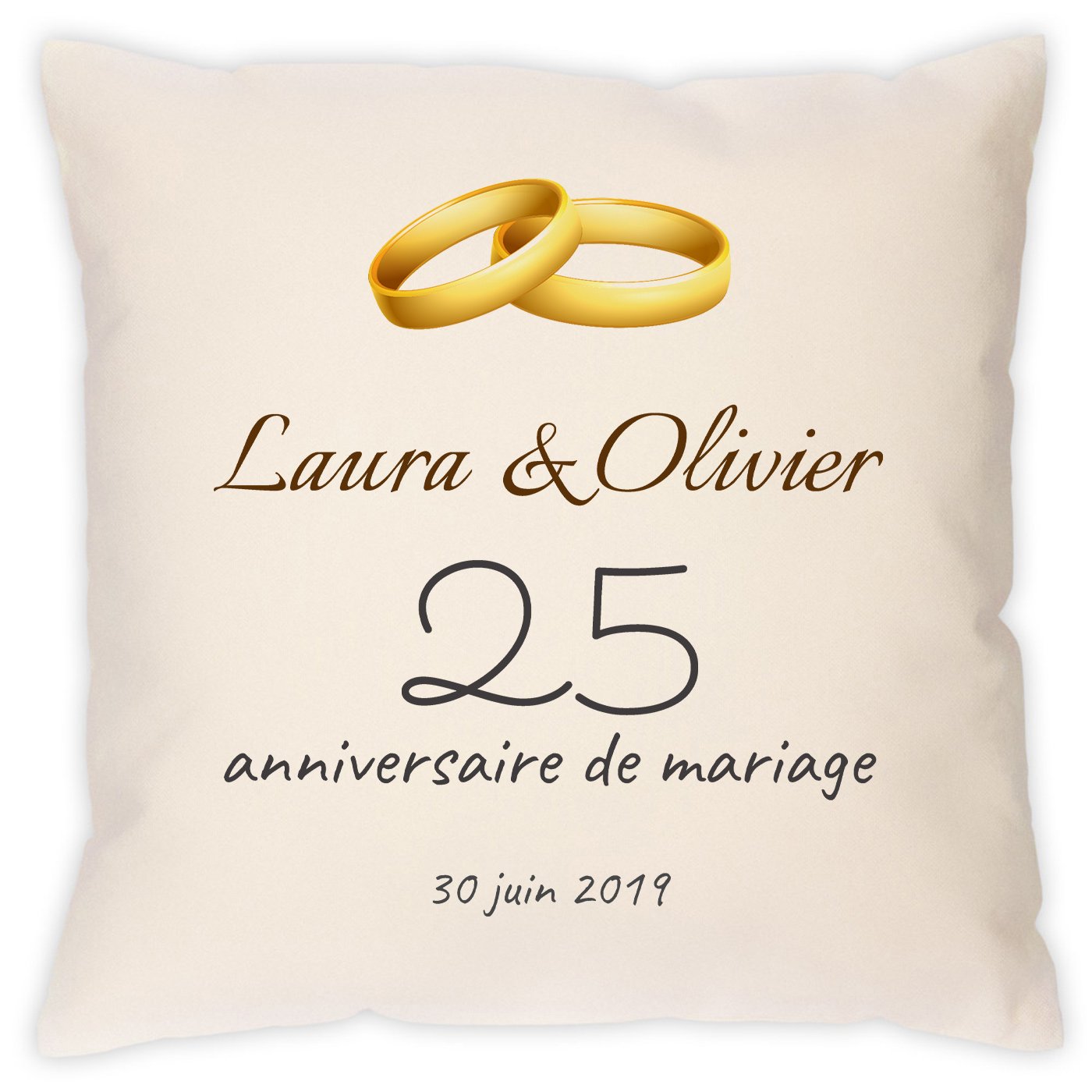 Almohada de Murrano para el 25 aniversario con impresión personalizada