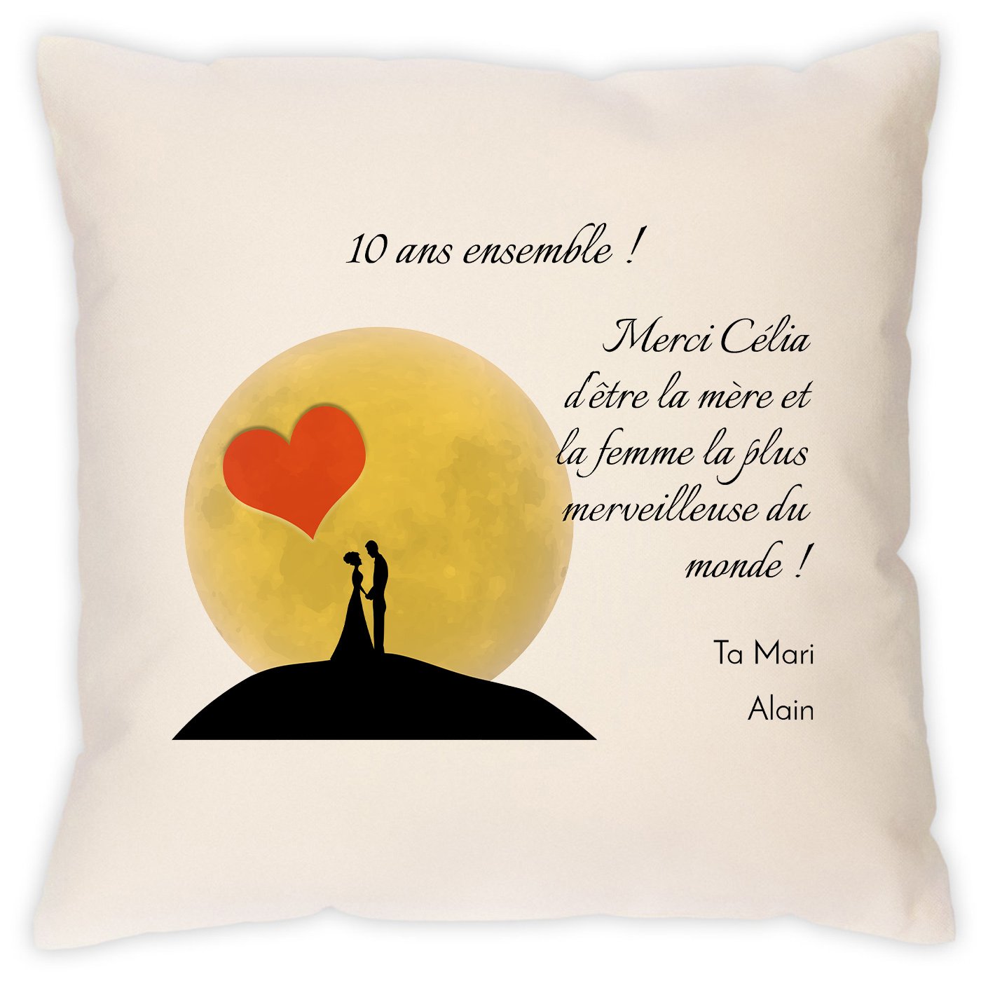 Cojín de algodón Murrano con impresión para el aniversario de boda para ella