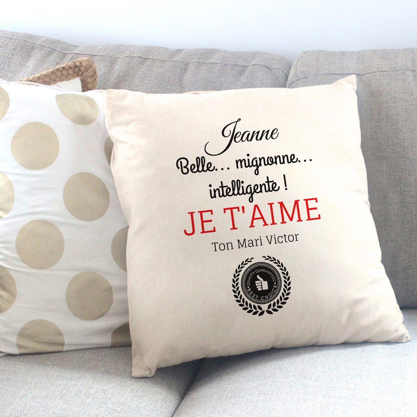 Almohada de algodón Murrano con impresión para mujer - Regalo de aniversario de boda