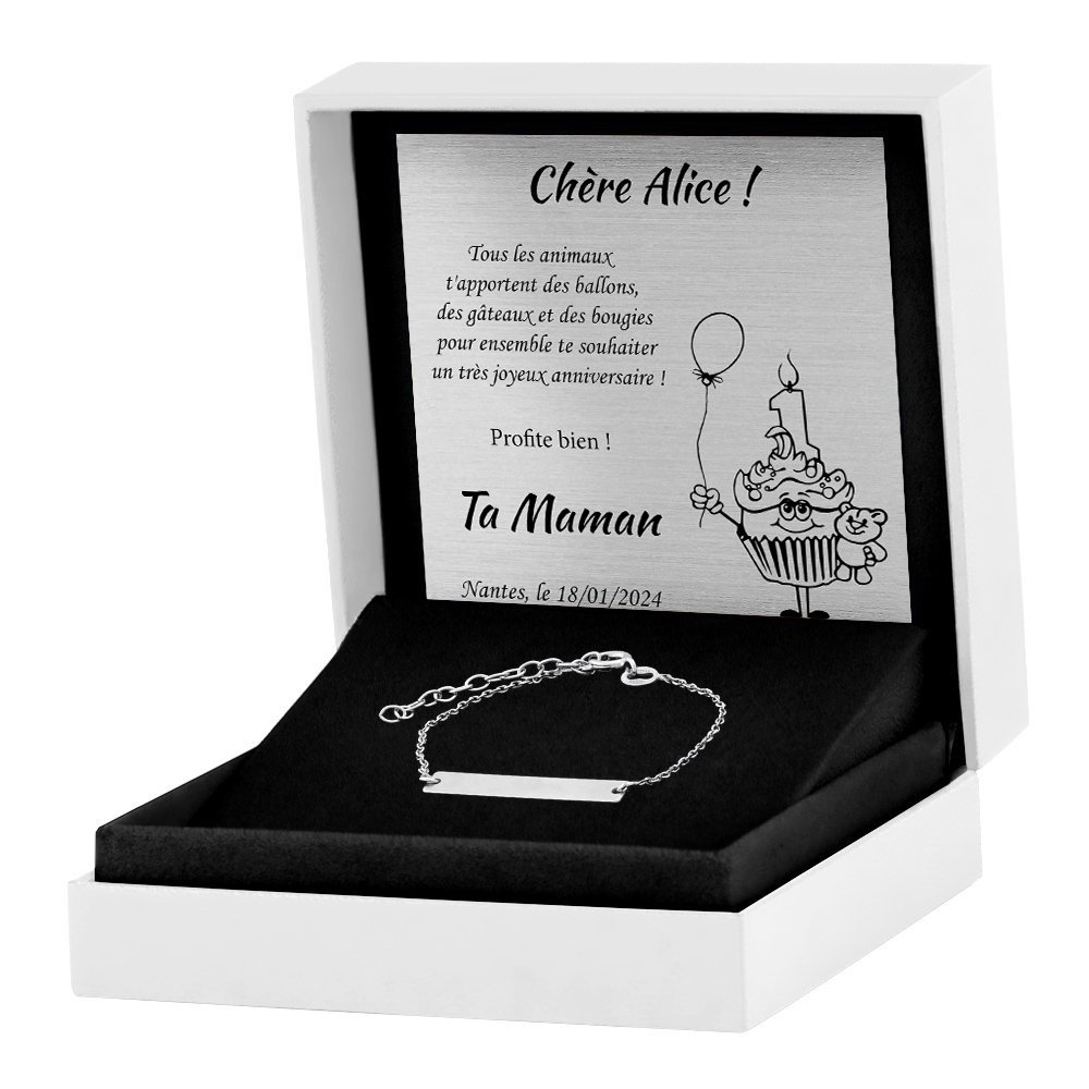 Pulseras de plata esterlina con grabado para niño