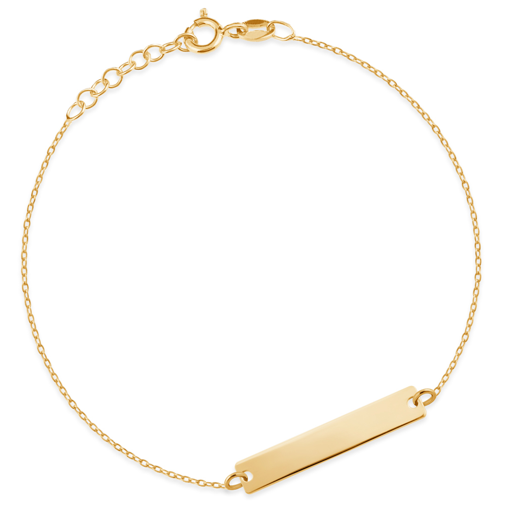 Pulseras de plata de ley con baño de oro Murrano con grabado para niña