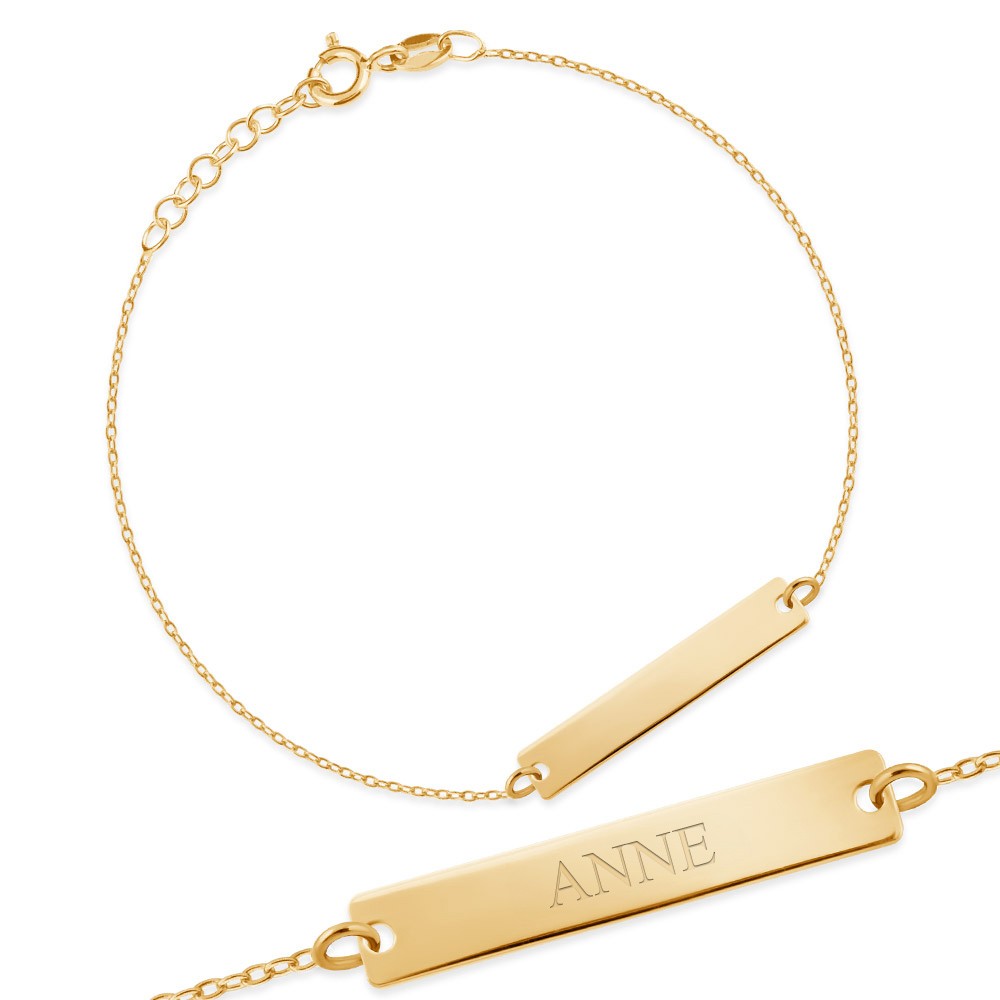 Pulseras de plata de ley con baño de oro Murrano con grabado para niña