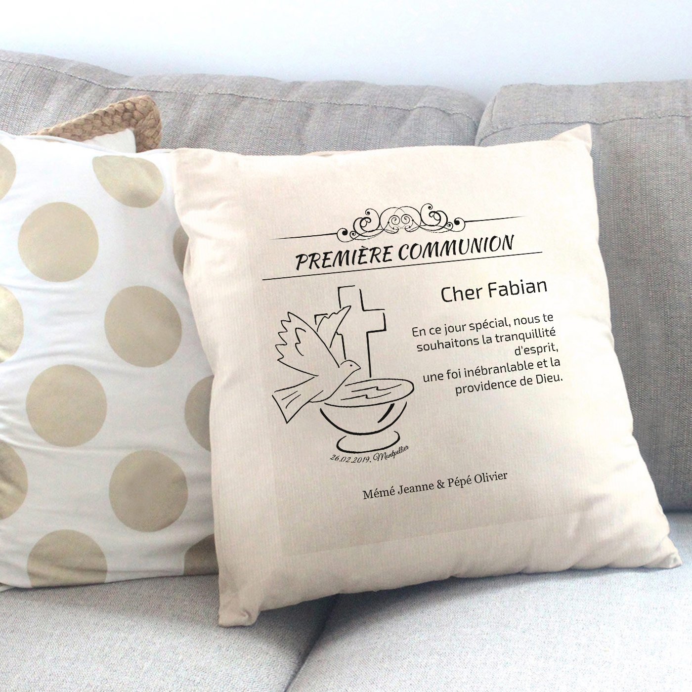 Fundas de almohada personalizadas de Murrano para primera comunión