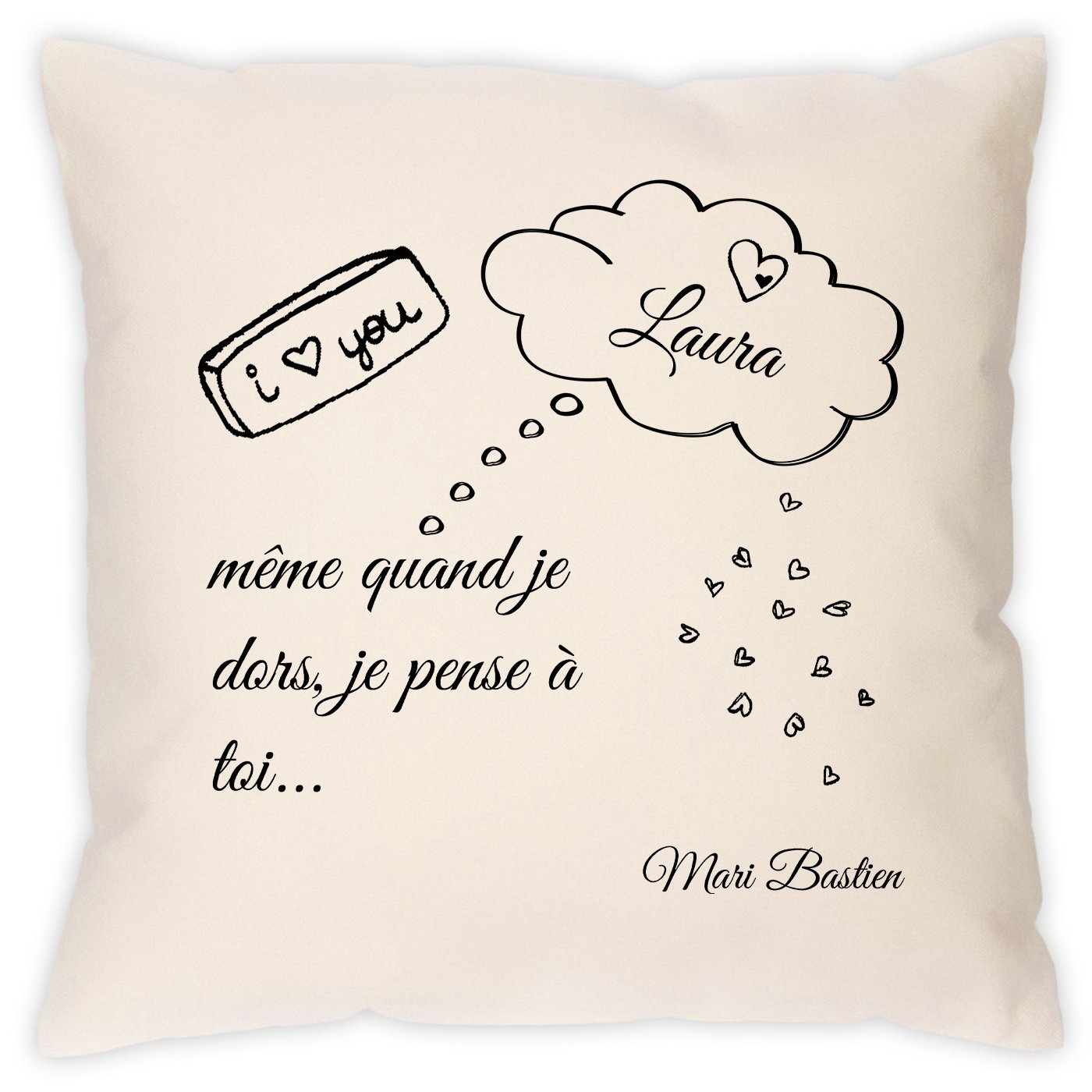 Coussin en coton Murrano avec impression pour elle, anniversaire de mariage