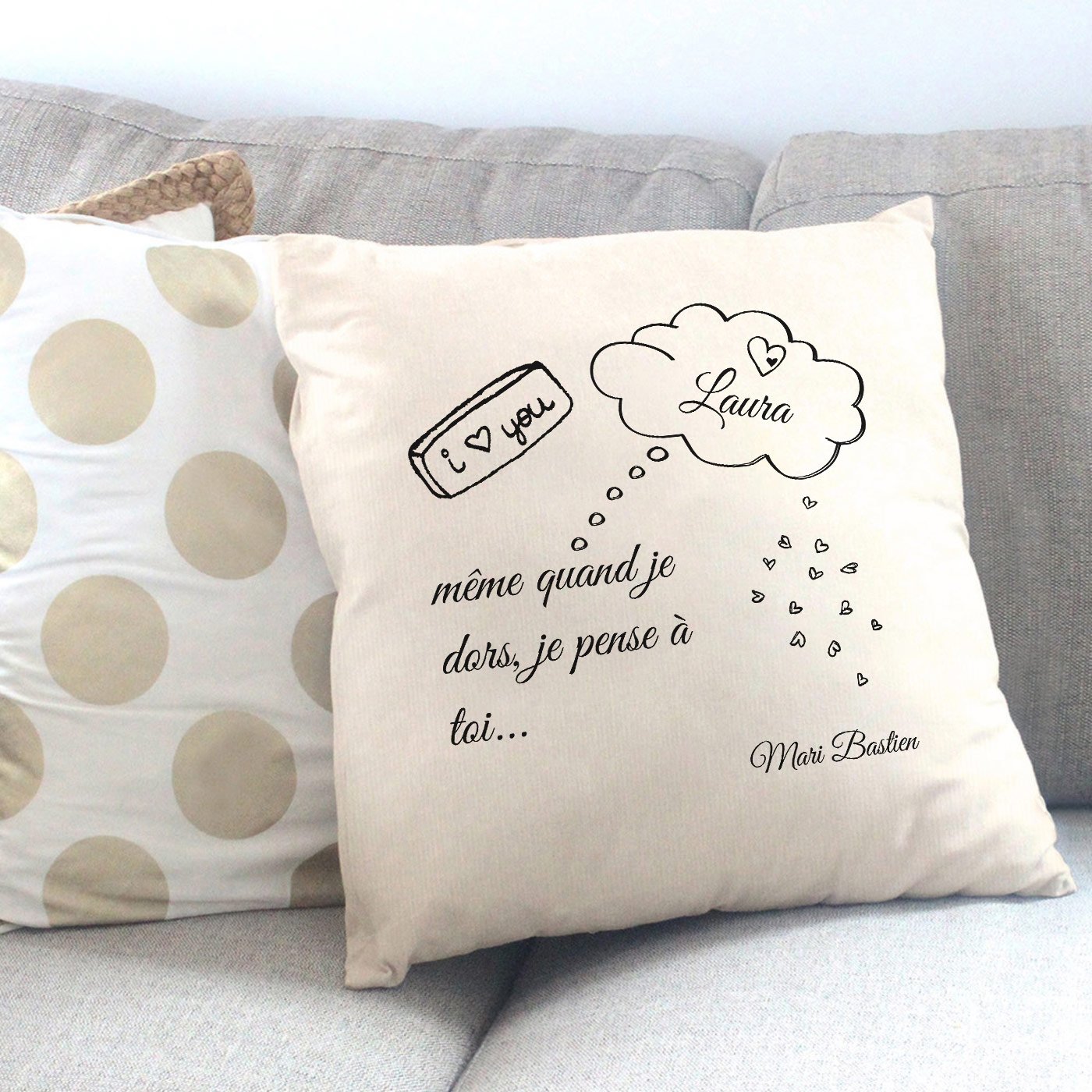 Coussin en coton Murrano avec impression pour elle, anniversaire de mariage