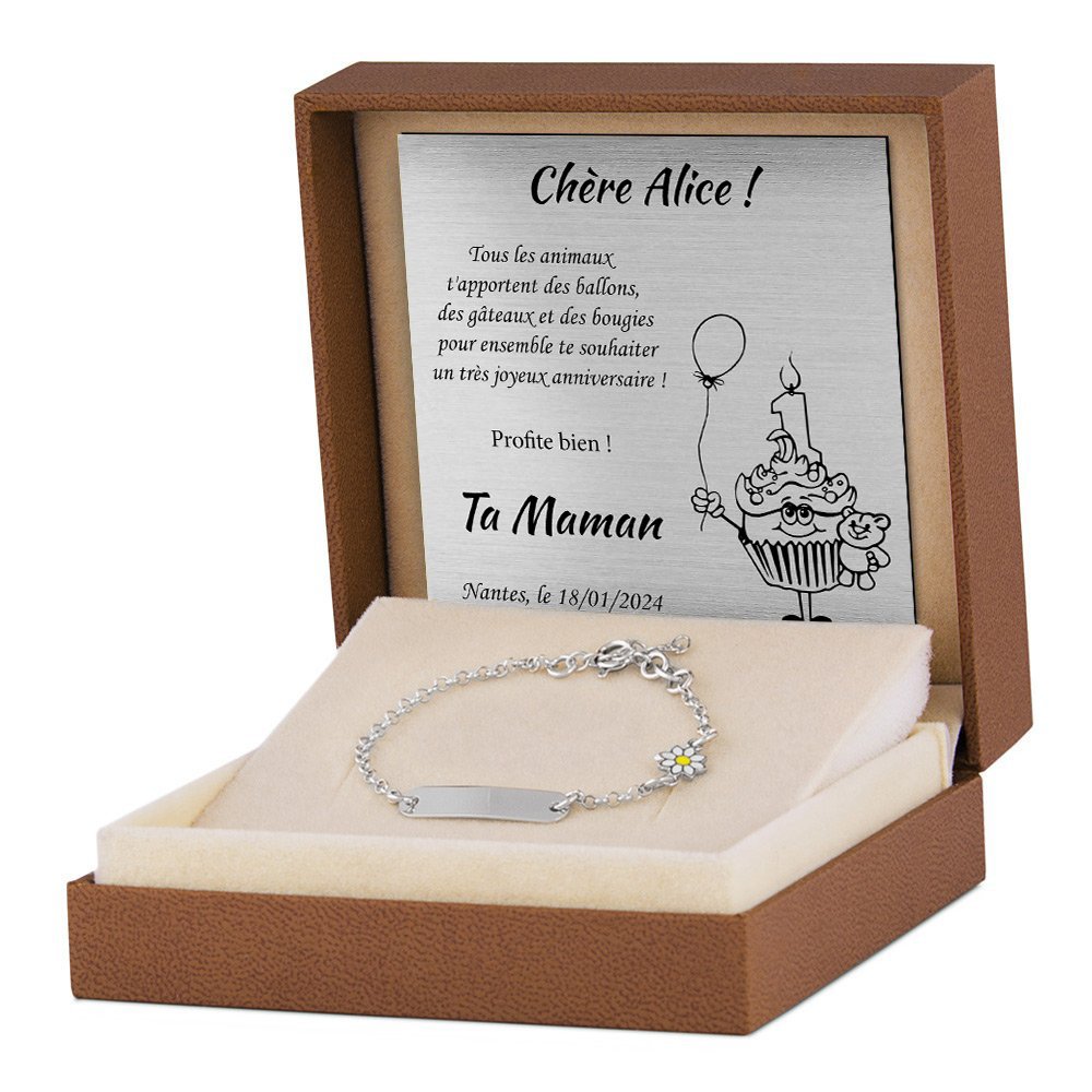 Brazalete de plata de Murrano con grabado para una niña