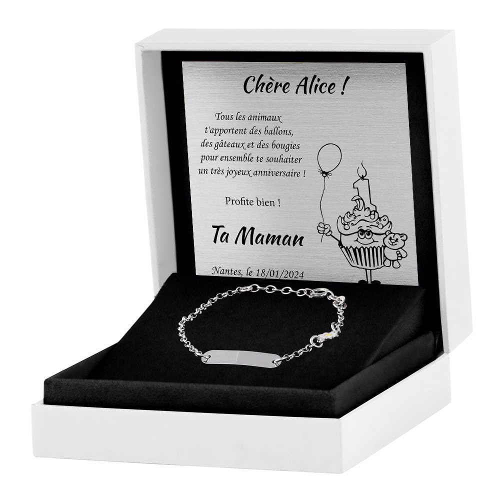 Brazalete de plata de Murrano con grabado para una niña