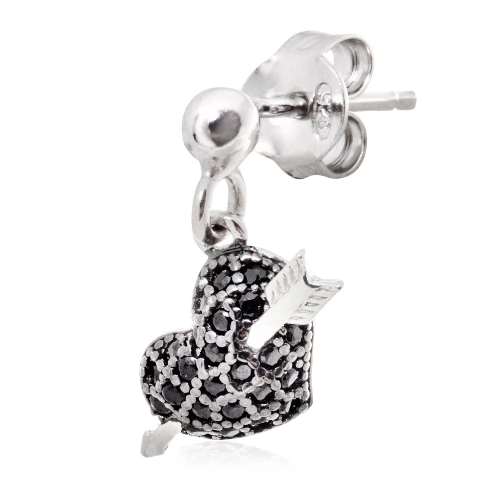 Aretes de plata esterlina 925 Murrano con cristales negros y cierre de mariposa