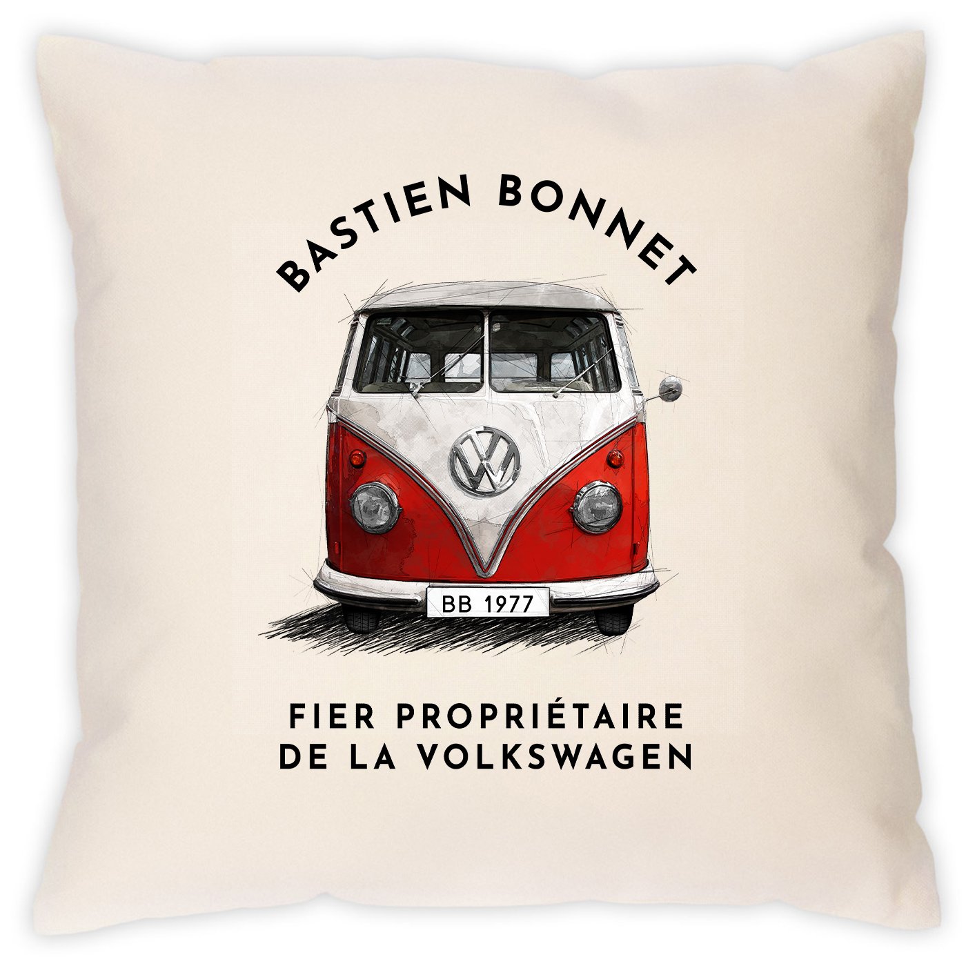 Almohada personalizada de Murrano para el aniversario de papá y su VW