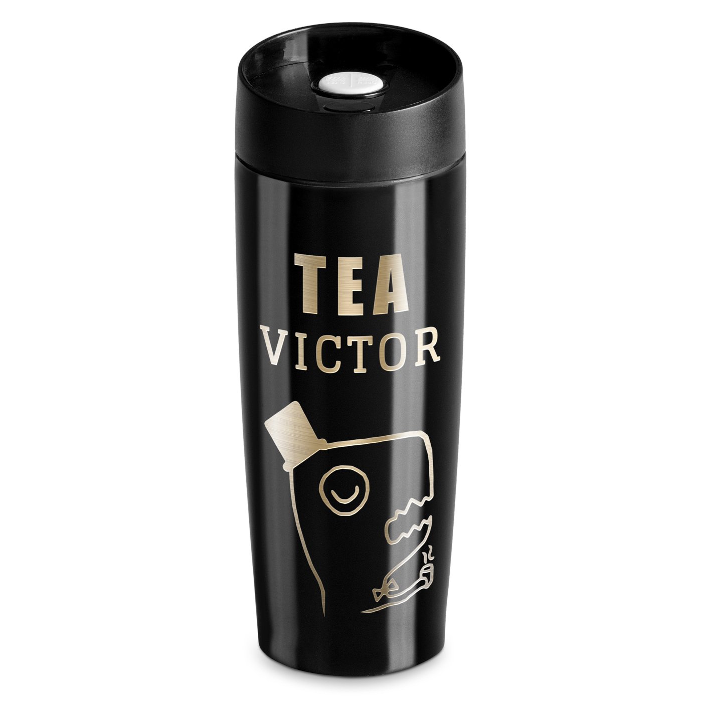 Mug de viaje Murrano - Negro personalizado con tapa Quick-Press