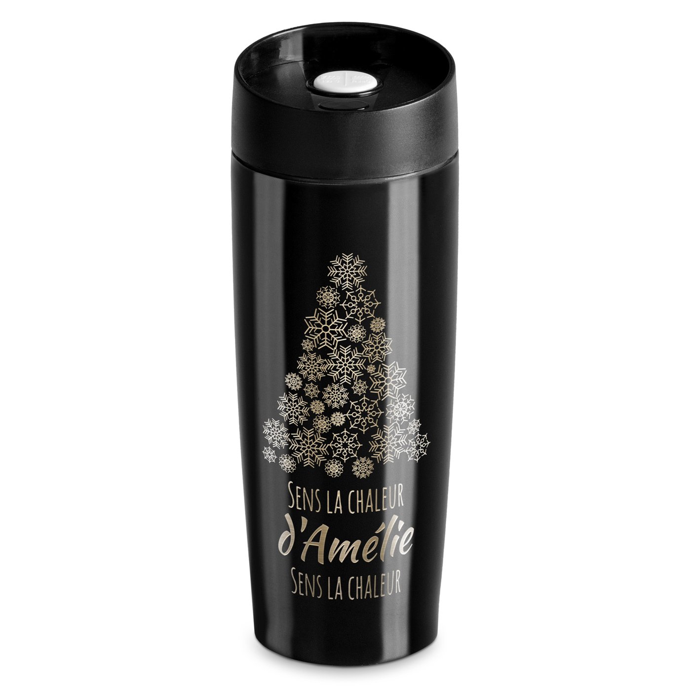 Taza Térmica Murrano - Negra con Tapón Quick-Press Personalizada