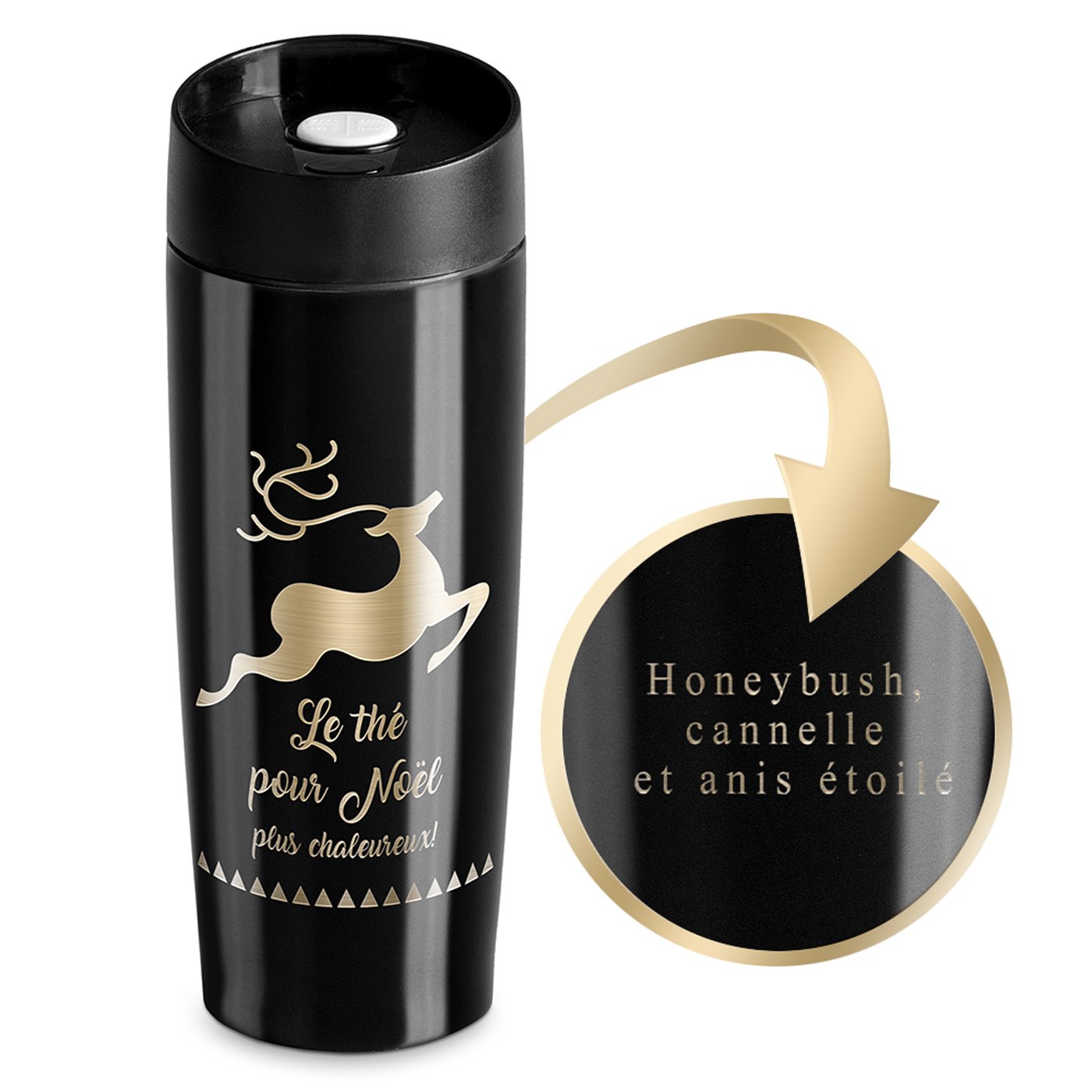 Taza Térmica Murrano - Negra con Grabado Personalizado y Tapón Quick-Press
