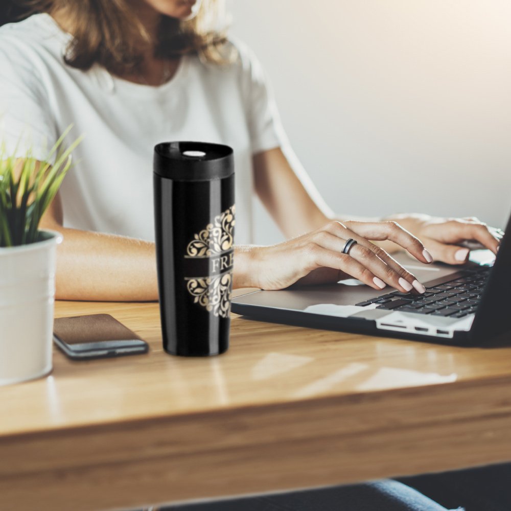 Taza Térmica Murrano - Negra con Grabado Personalizado y Tapón Quick-Press