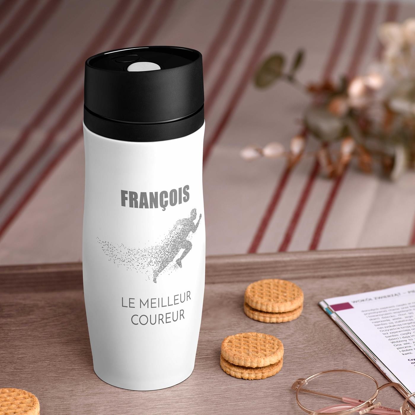 Taza Aislada Personalizada Murrano con Tapón Quick-Press (Blanca)