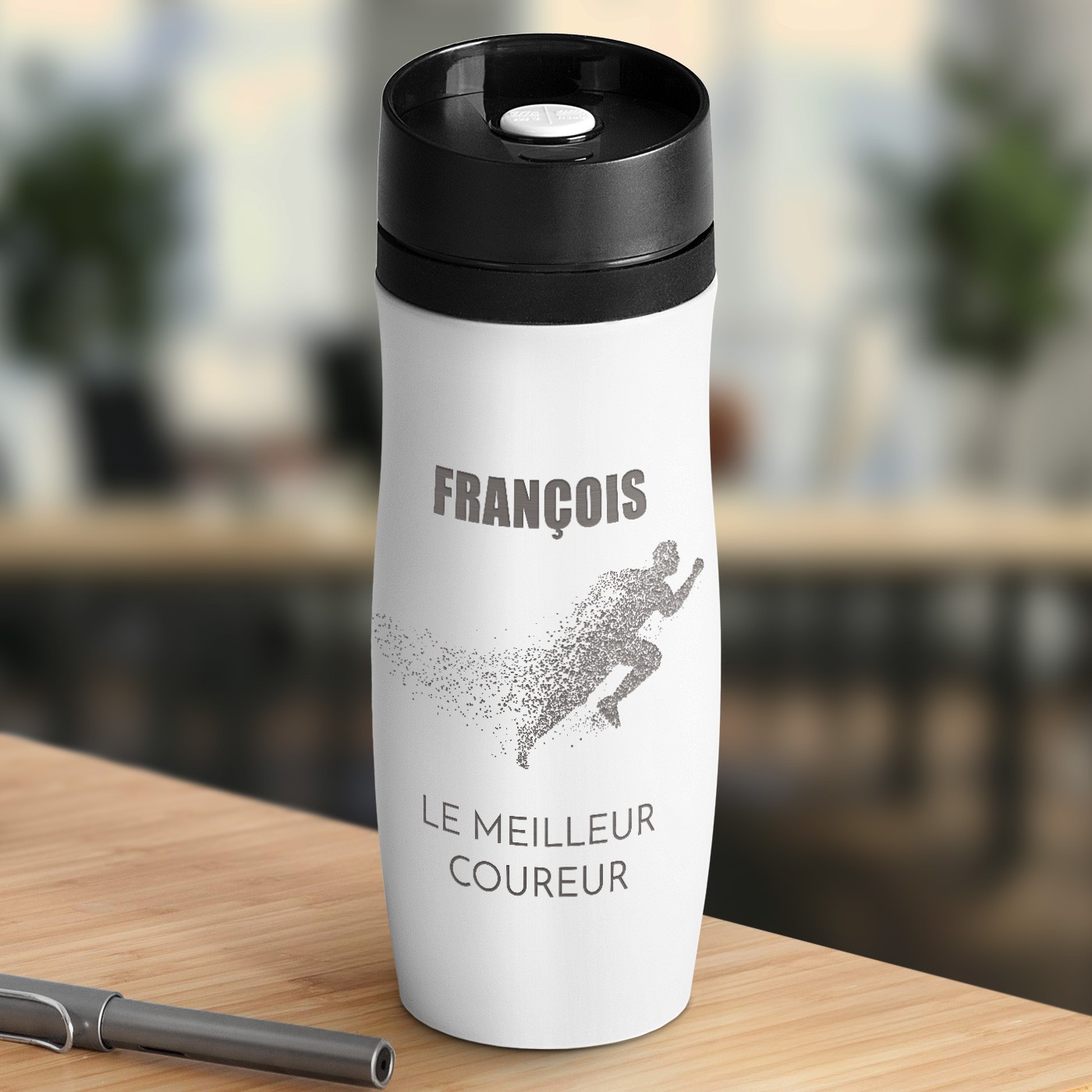 Taza Aislada Personalizada Murrano con Tapón Quick-Press (Blanca)