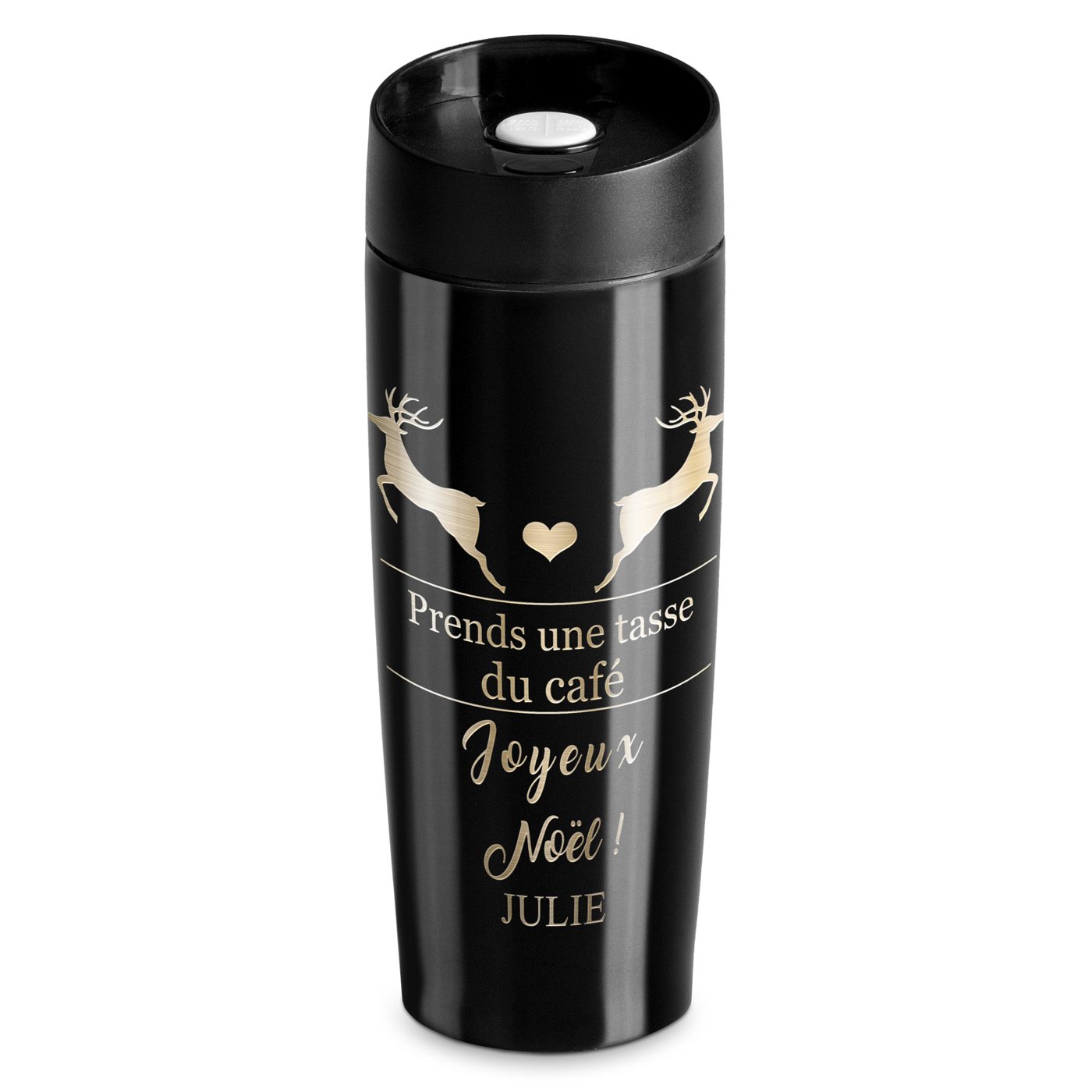 Mug Aislante Murrano - Negro con Grabado y Tapa Quick-Press