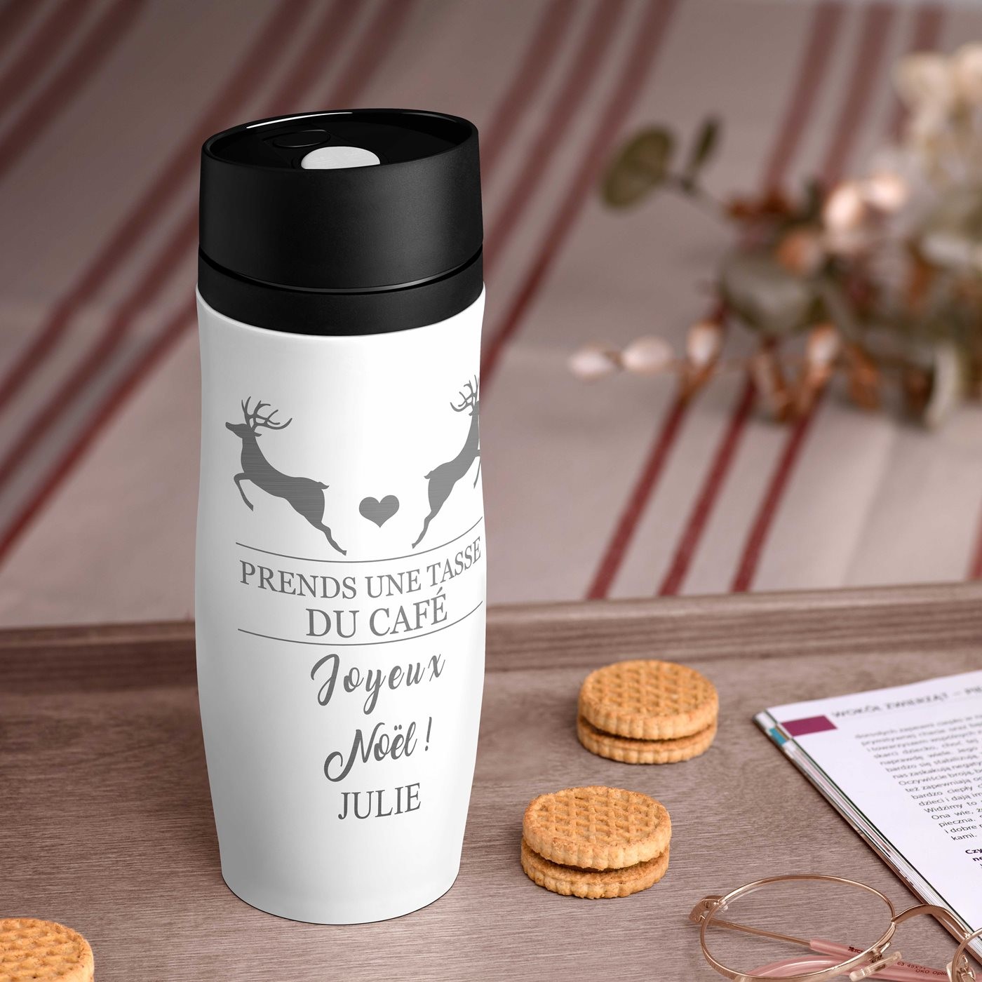Taza Aislante Personalizada Murrano con Tapón Quick-Press para Ella