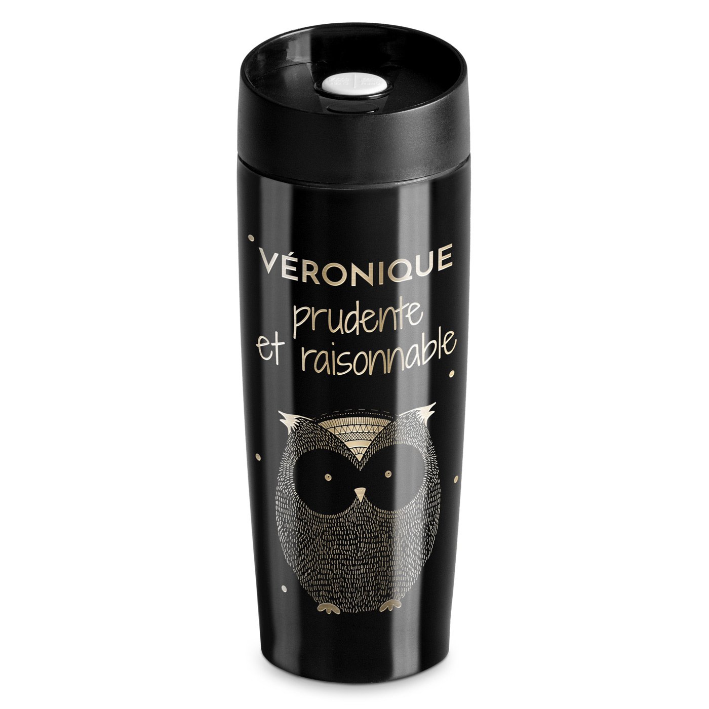 Taza térmica negra personalizada con tapa Quick-Press de Murrano