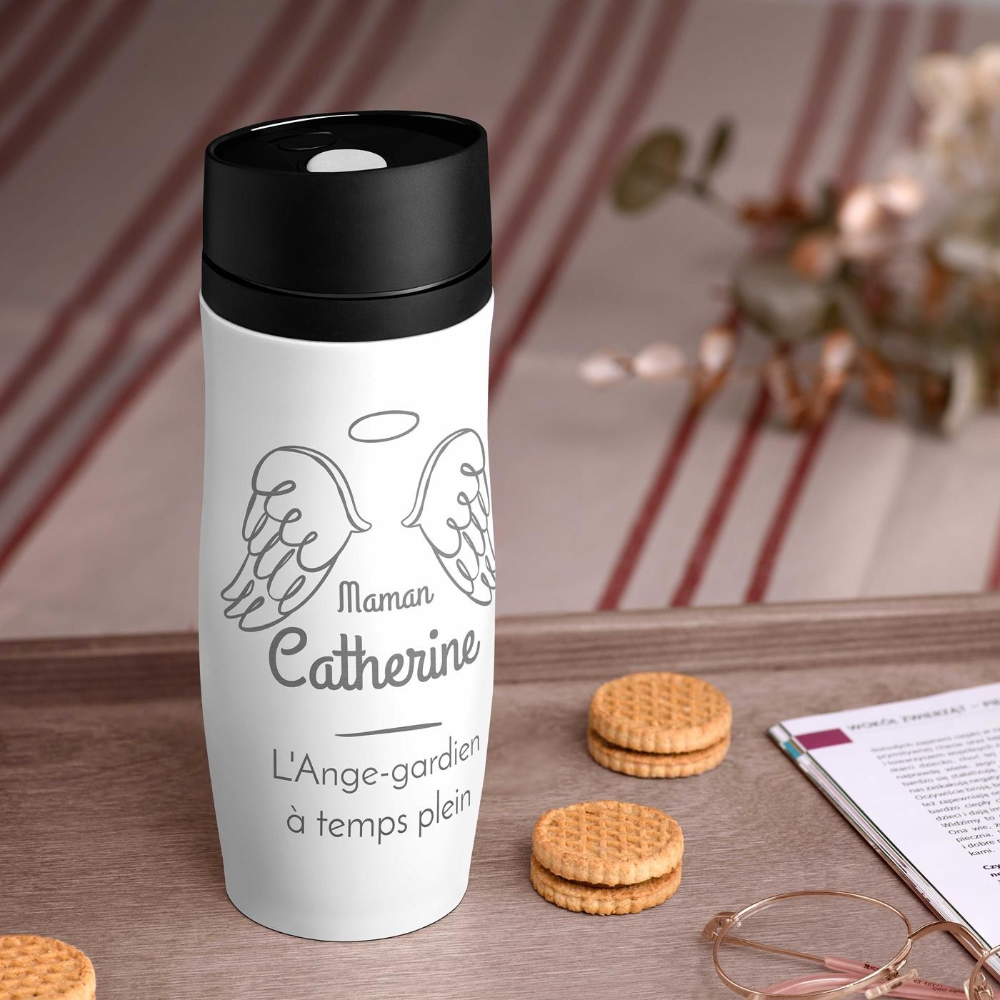Taza Aislamiento Personalizada Murrano con Tapa Quick-Press para el Día de las Madres