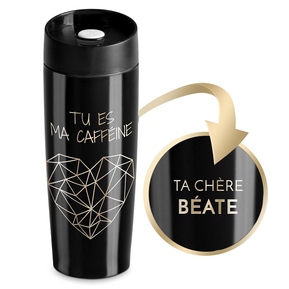 Taza térmica personalizada negra para marido por el Día de San Valentín - Murrano