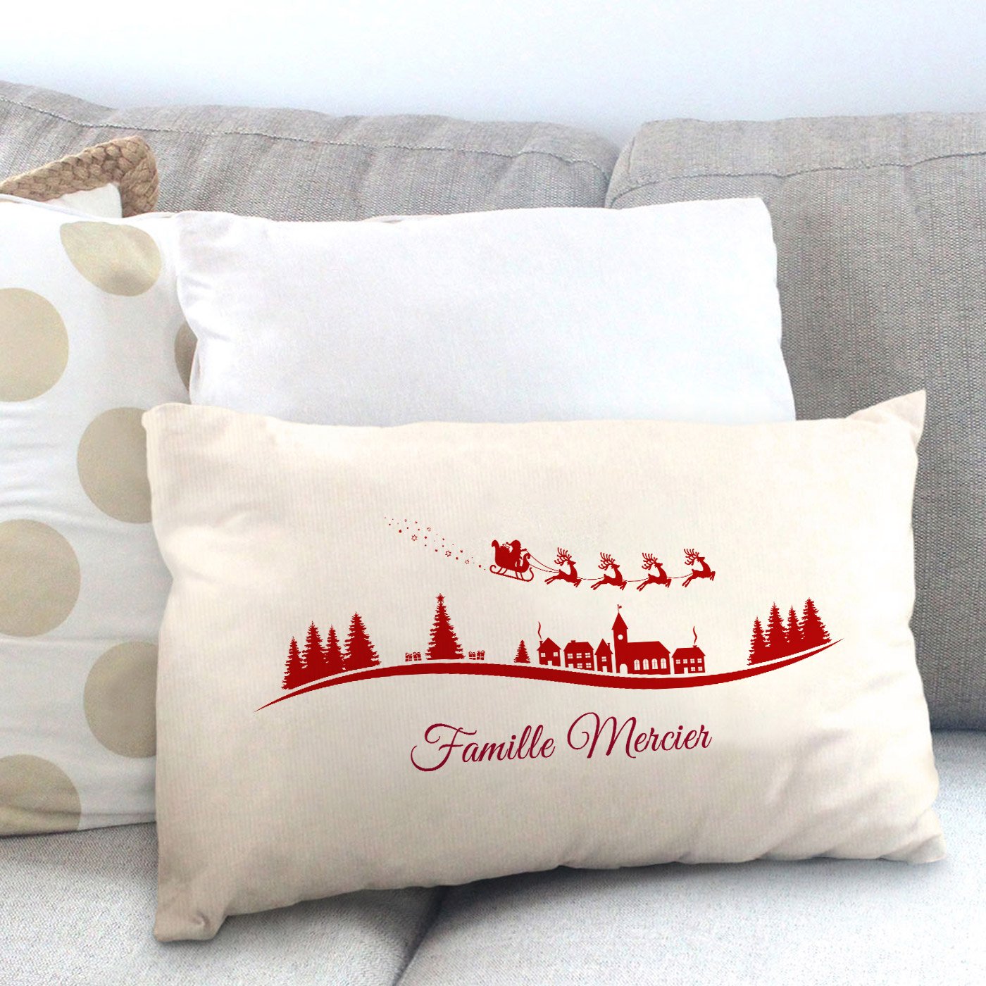 Almohada de algodón Murrano con impresión para amigos en Navidad