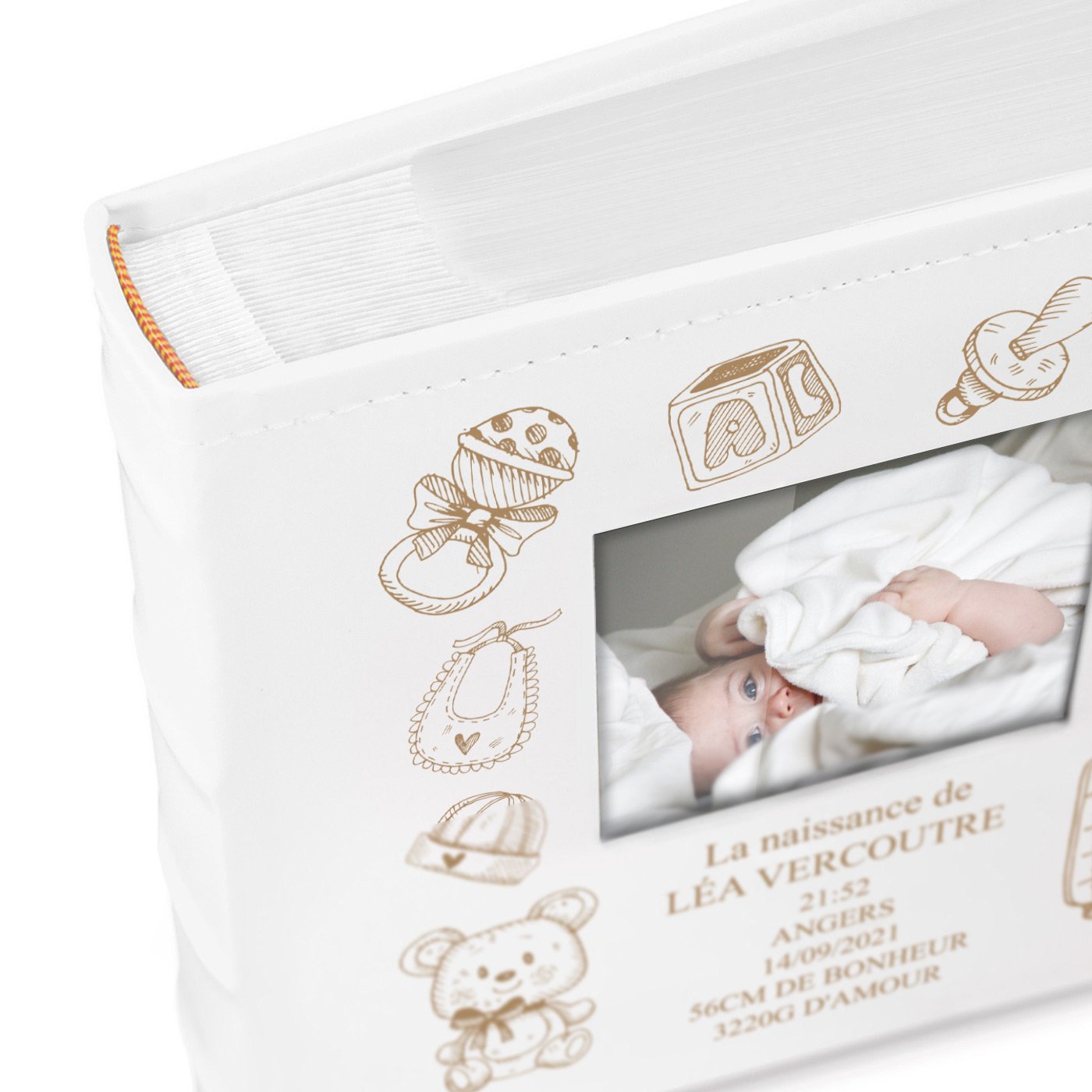 Murrano Personalized Photo Album with Pocket Pages for Newborn Girl