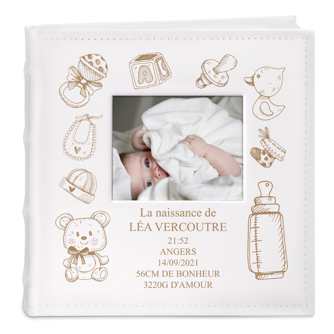 Murrano Personalized Photo Album with Pocket Pages for Newborn Girl