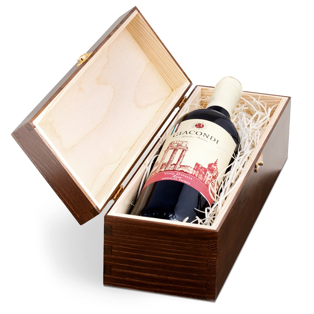Caja de vino de madera Murrano con grabado para 1 botella - Regalo de cumpleaños para chef