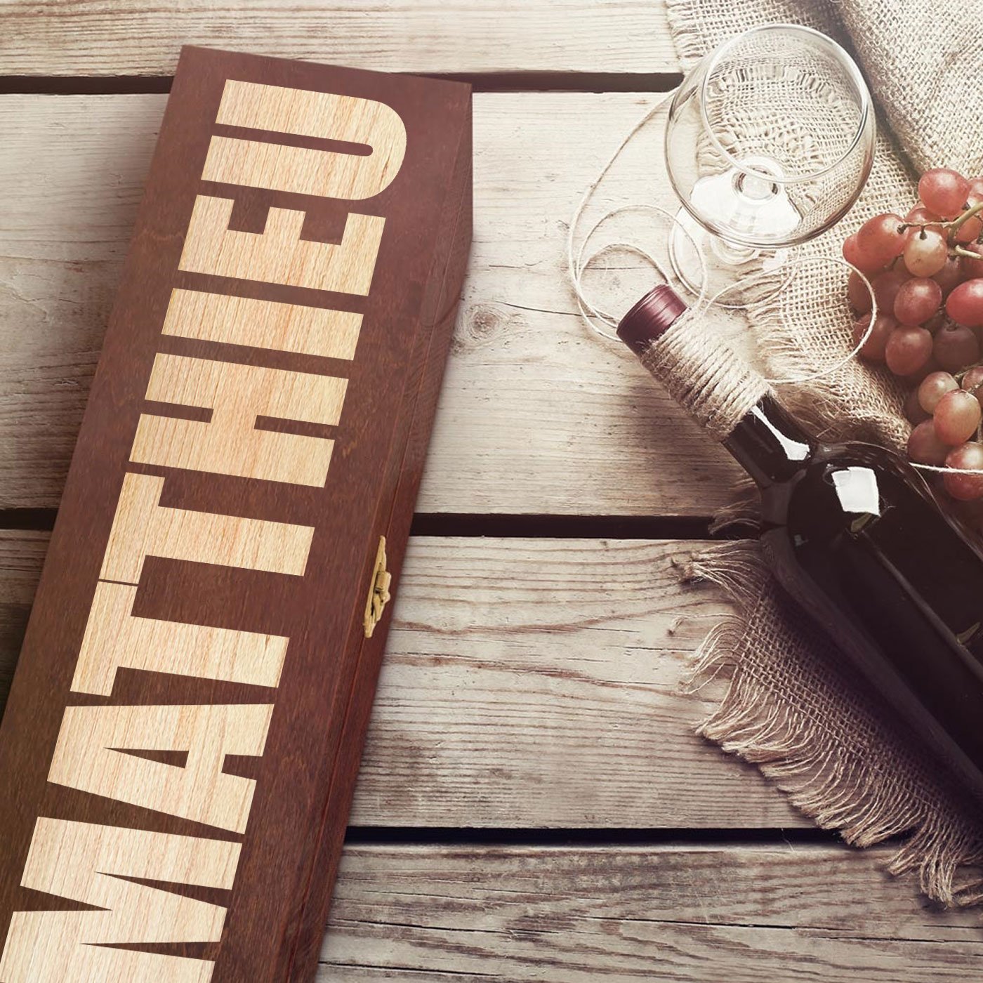 Boîte à vin en bois Murrano gravée pour 1 bouteille - Pour un ami à la Saint-Valentin