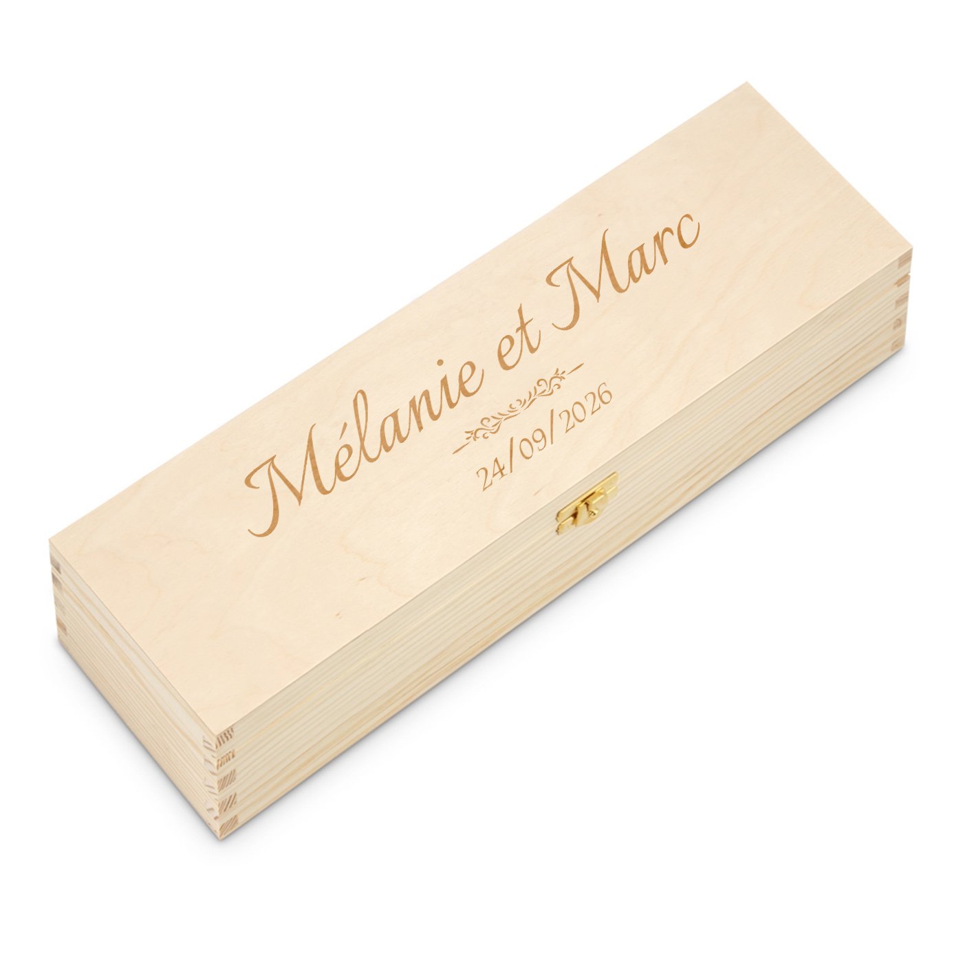 Caja de vino de madera personalizada Murrano para 1 botella - Regalo para una pareja para una fiesta de casa o boda