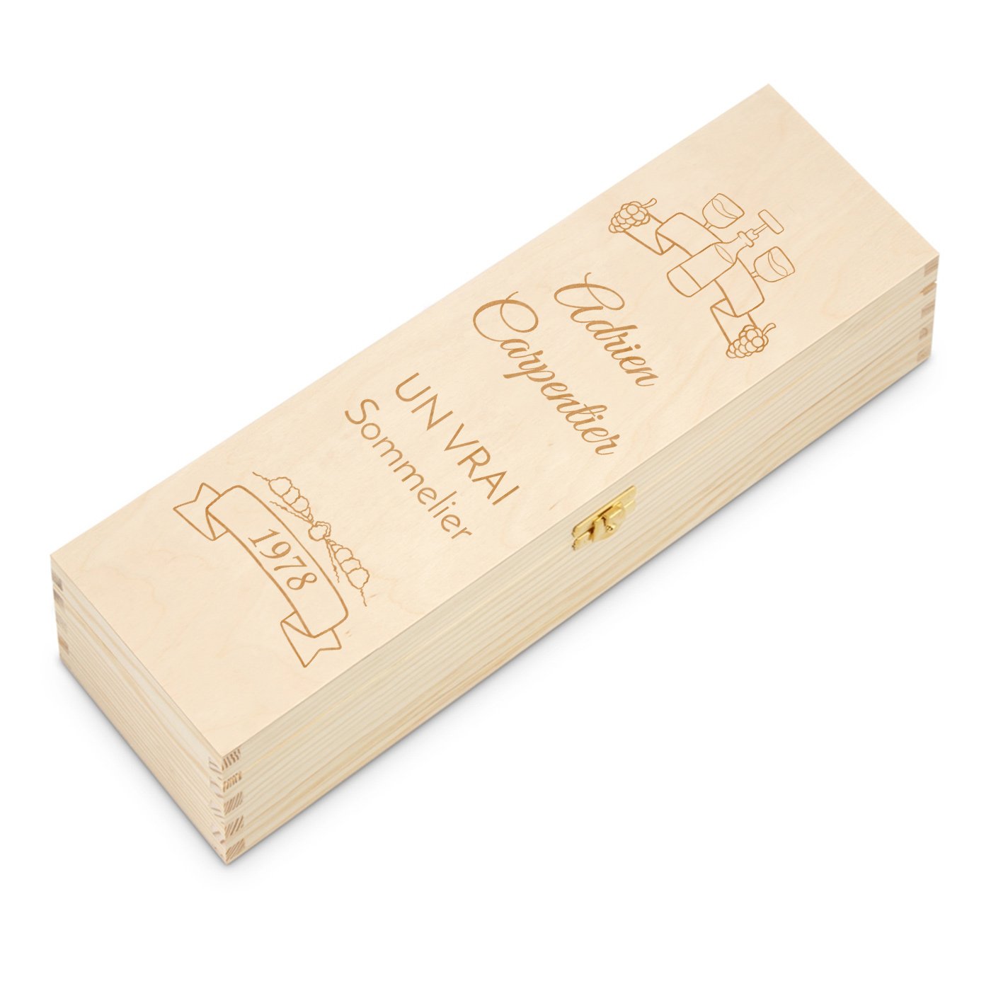 Caja de vino personalizada de Murrano para 1 botella - Regalo para el Día del Padre