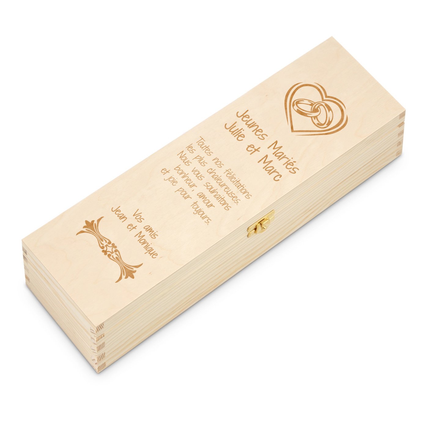Caja de vino personalizada Murrano para 1 botella - Para recién casados