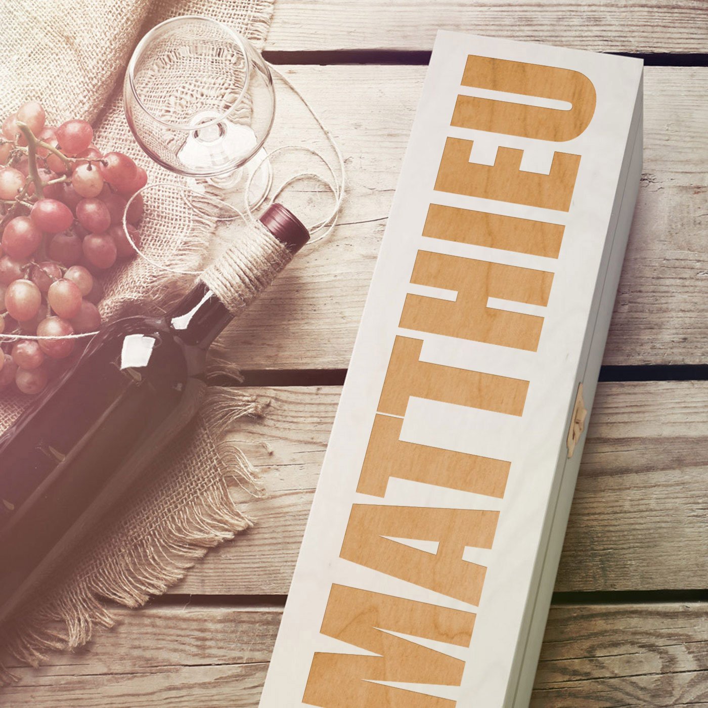 Caja de vino personalizada de Murrano para 1 botella - Regalo de cumpleaños para hombre