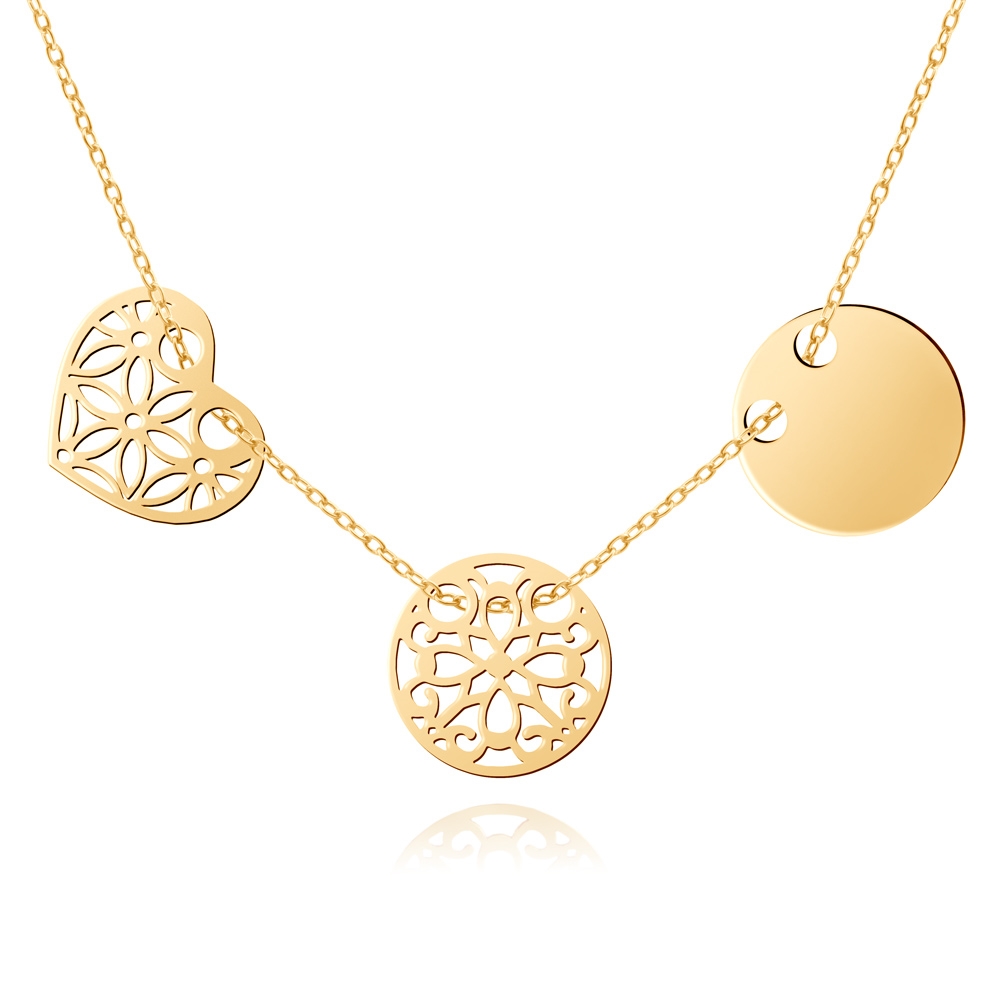 Collar de oro de 8 quilates Murrano con grabado para una novia