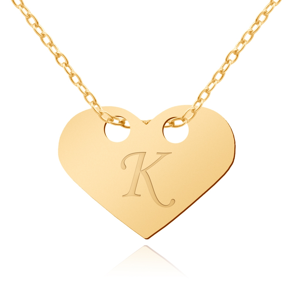 Collar de Corazón de Oro de 8 Quilates Murrano con Grabado Personalizado