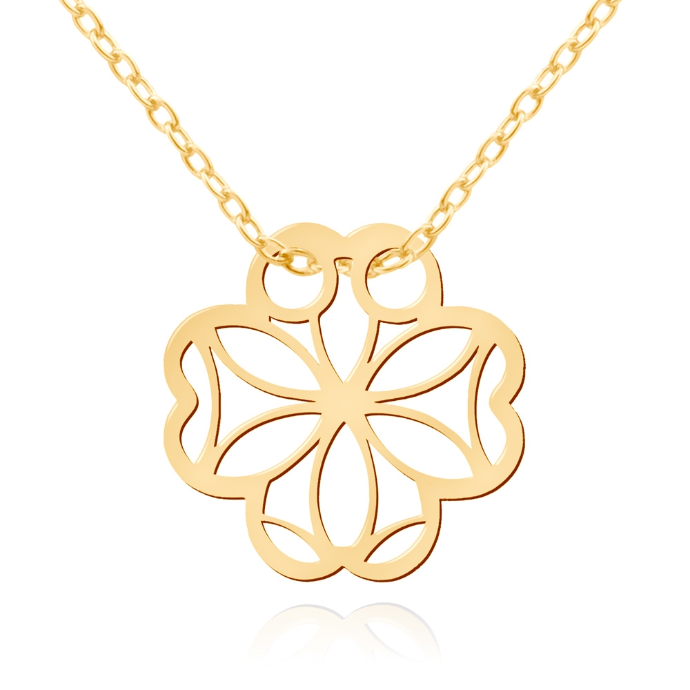 Collar de oro de 8 quilates Murrano con grabado para mamá
