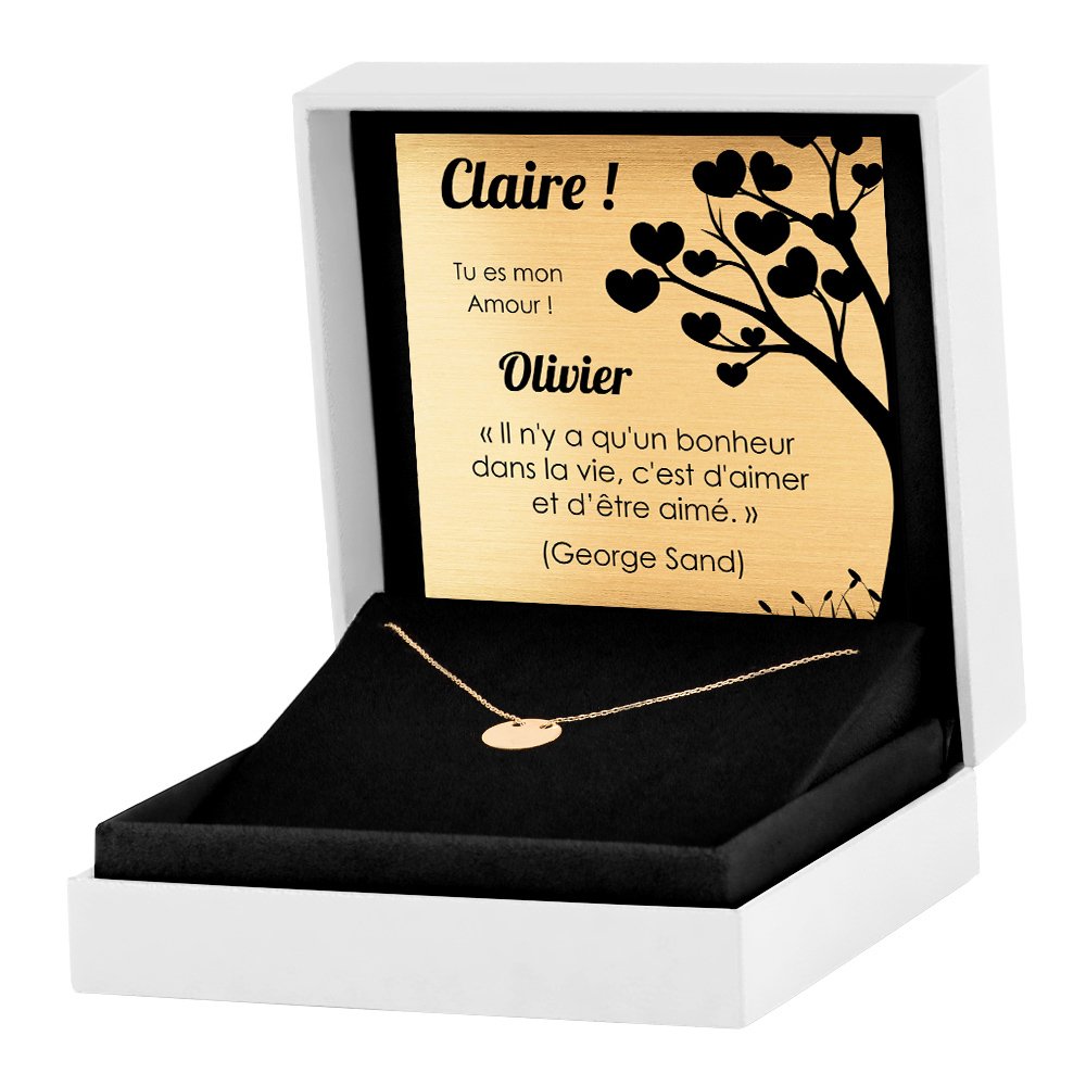 Collar de oro de 8 quilates Murrano con grabado para mujeres