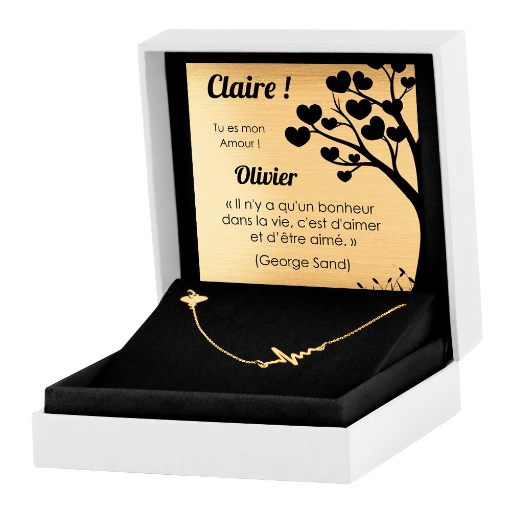 Collar de corazón de oro de 8 quilates Murrano con grabado personalizado