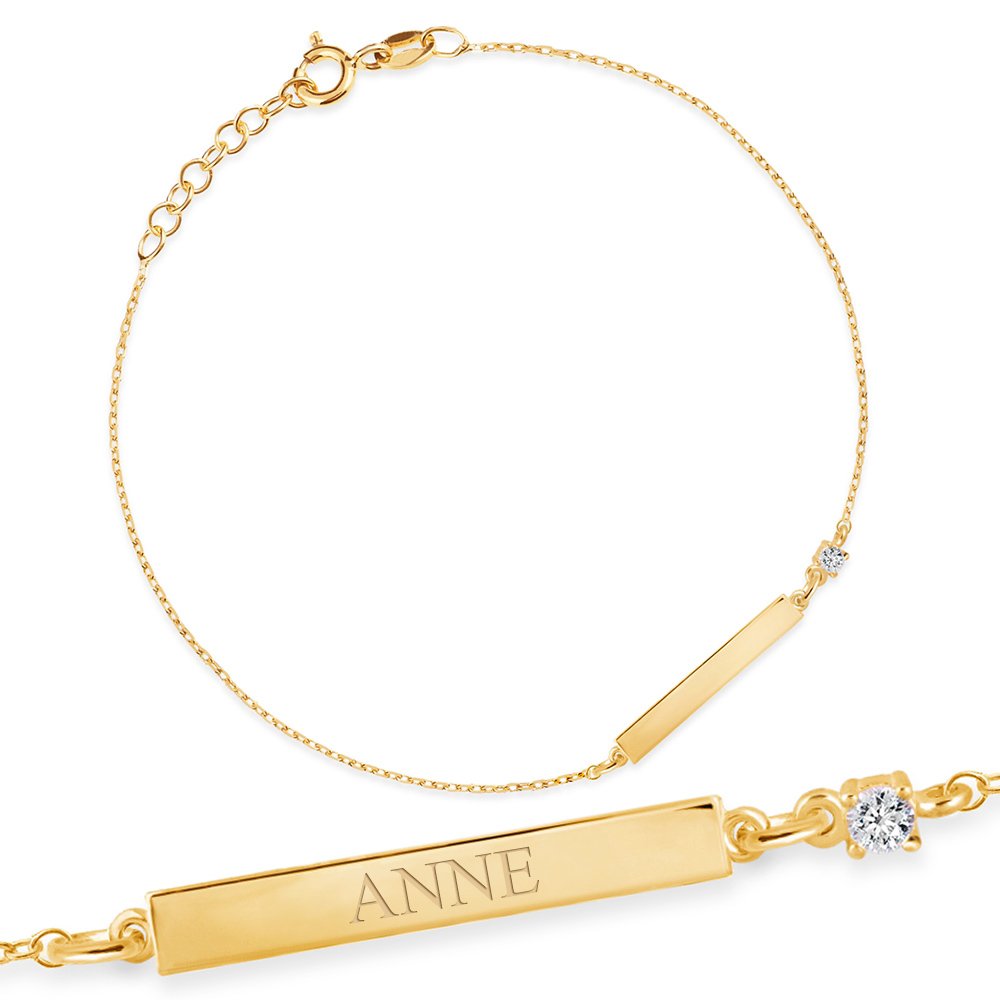 Pulseras de oro de 8 quilates Murrano con grabado para una amiga