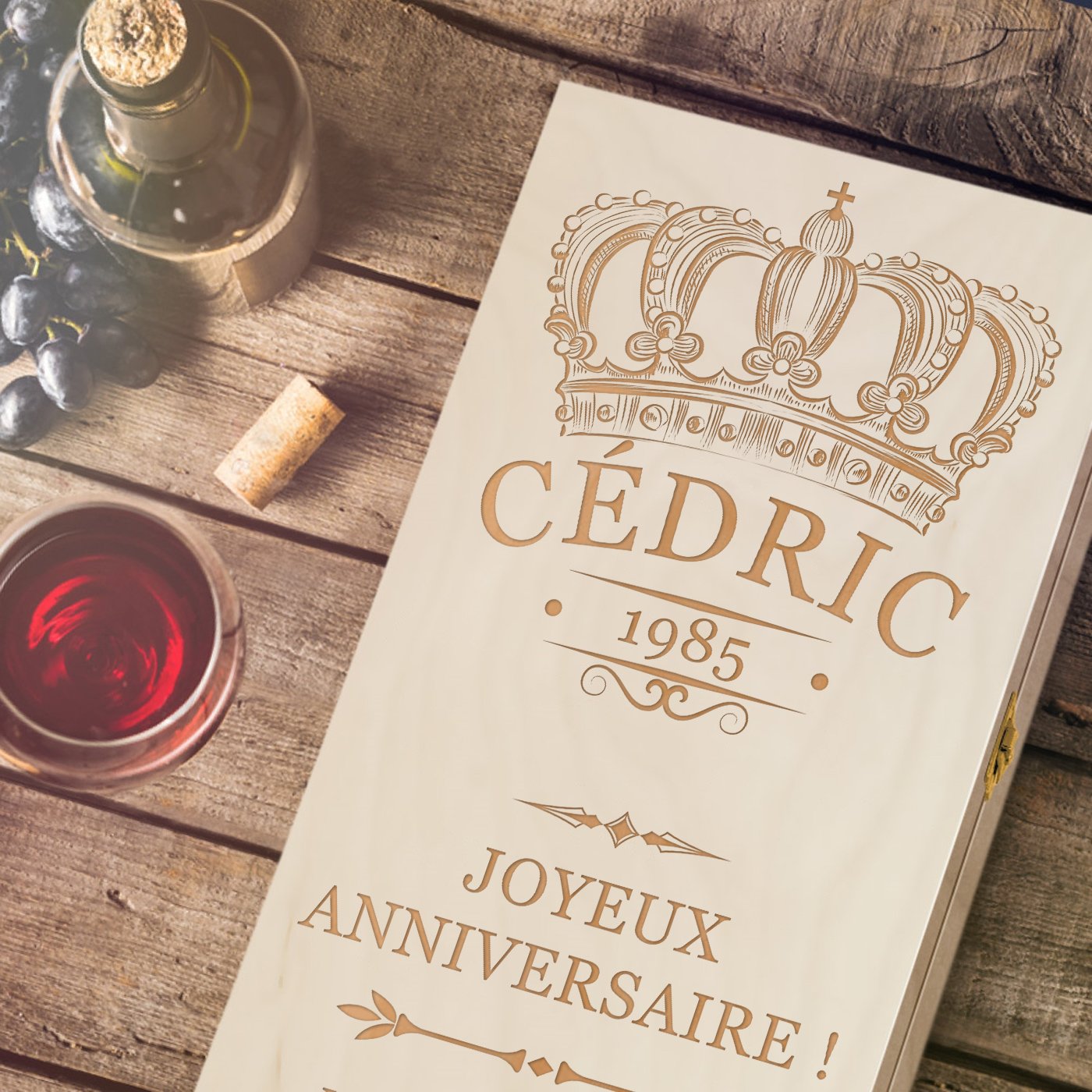 Murrano Customized Wine Box for 2 Bottles - Men's Birthday Gift