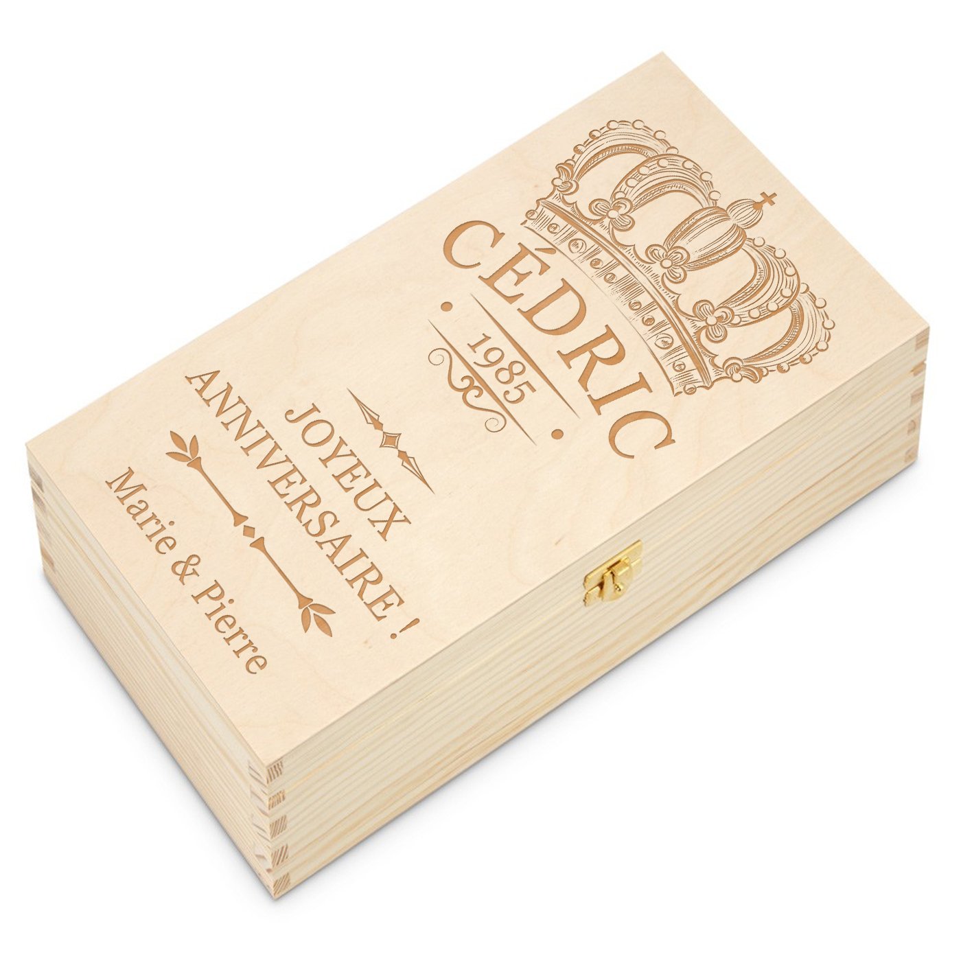 Caja de vino personalizada Murrano para 2 botellas - Regalo de cumpleaños para hombre