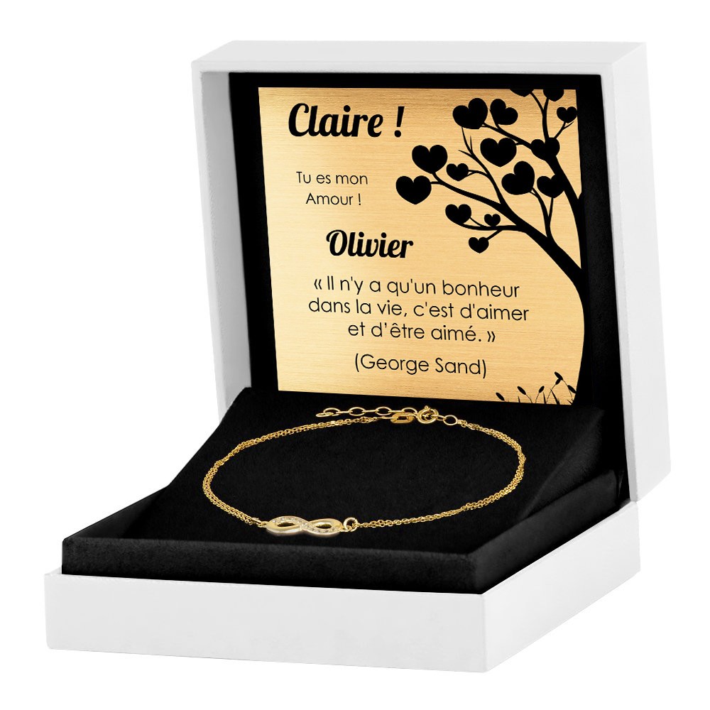 Pulseras de oro infinito de 8 quilates Murrano con grabado