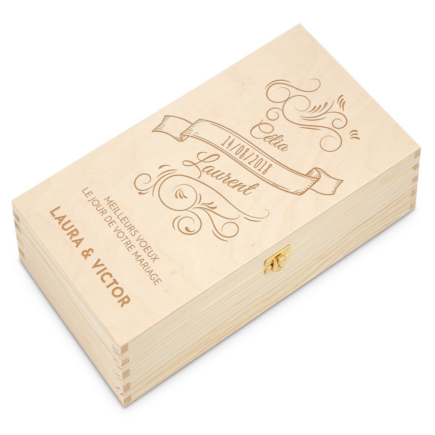 Caja de vino personalizada de Murrano para 2 botellas - Regalo de boda